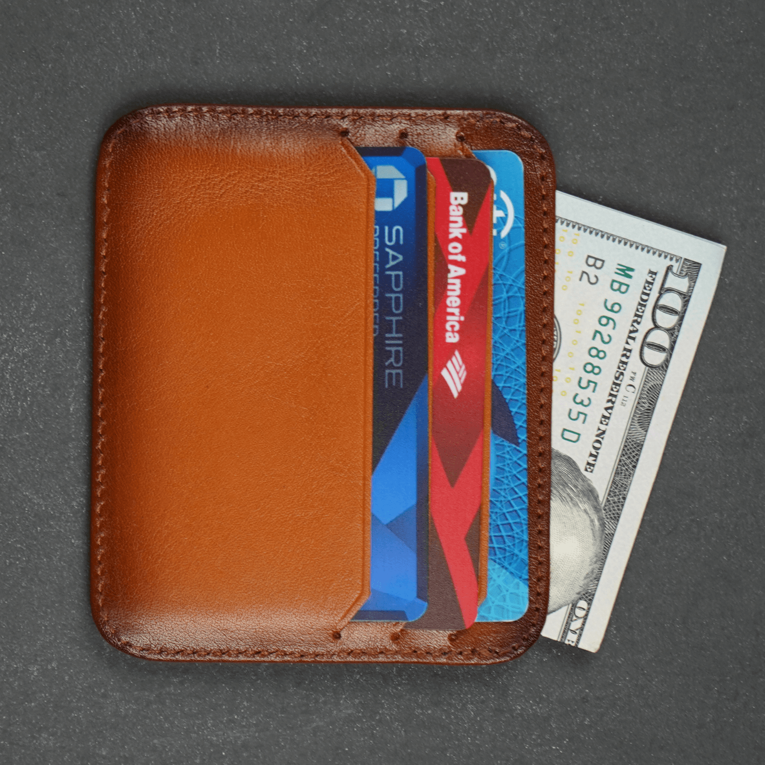 Rustic Brown Leather Thin Card Holder Wallet - LEATHERE