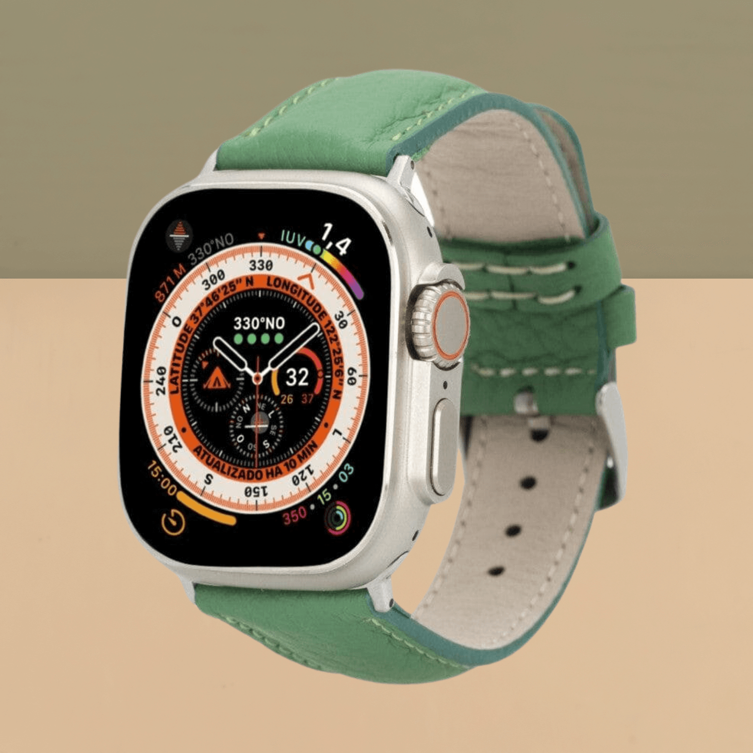 Green Leather Classic Apple Watch Band for All Series - LEATHERE