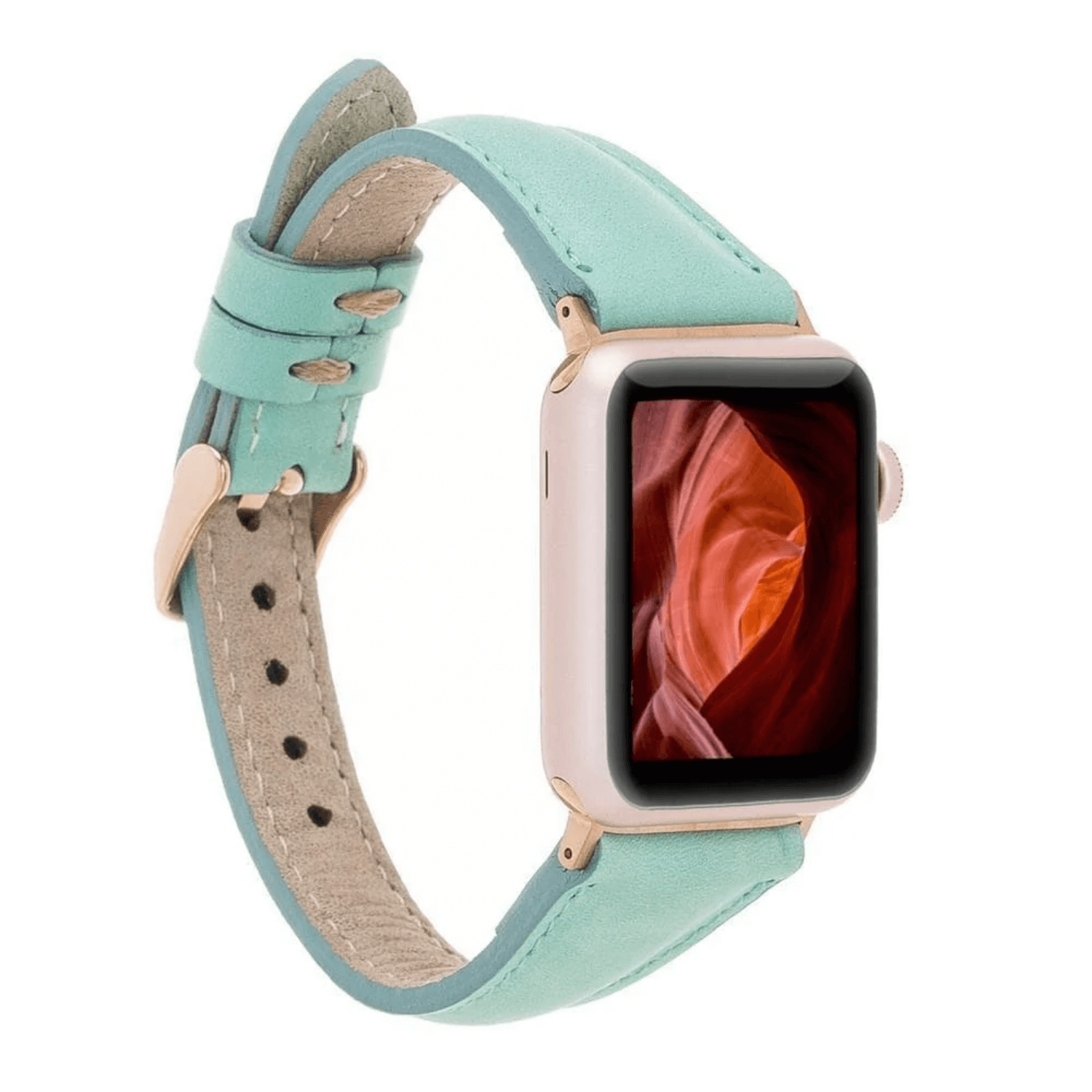 Mint Green Leather Slimy Apple Watch Band - LEATHERE