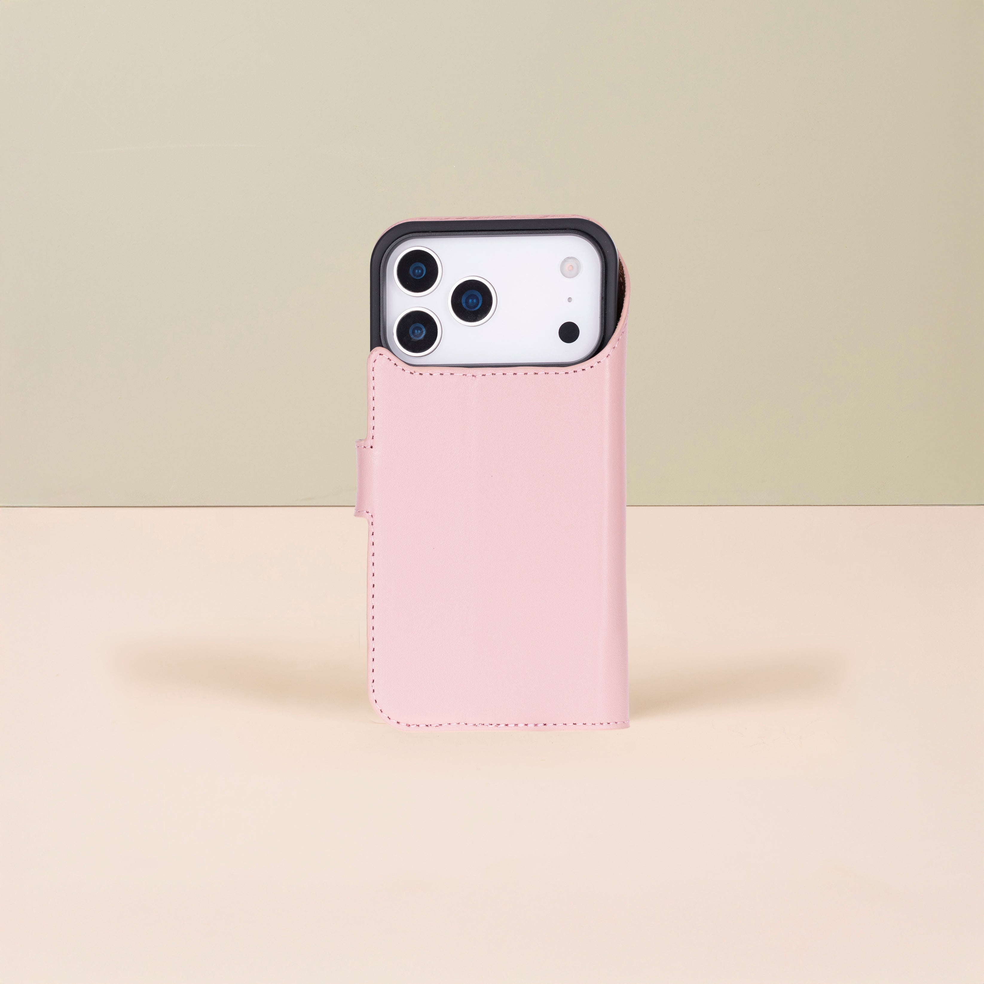 Leather iPhone 17 Pro  Wallet Case – Pink - Austin