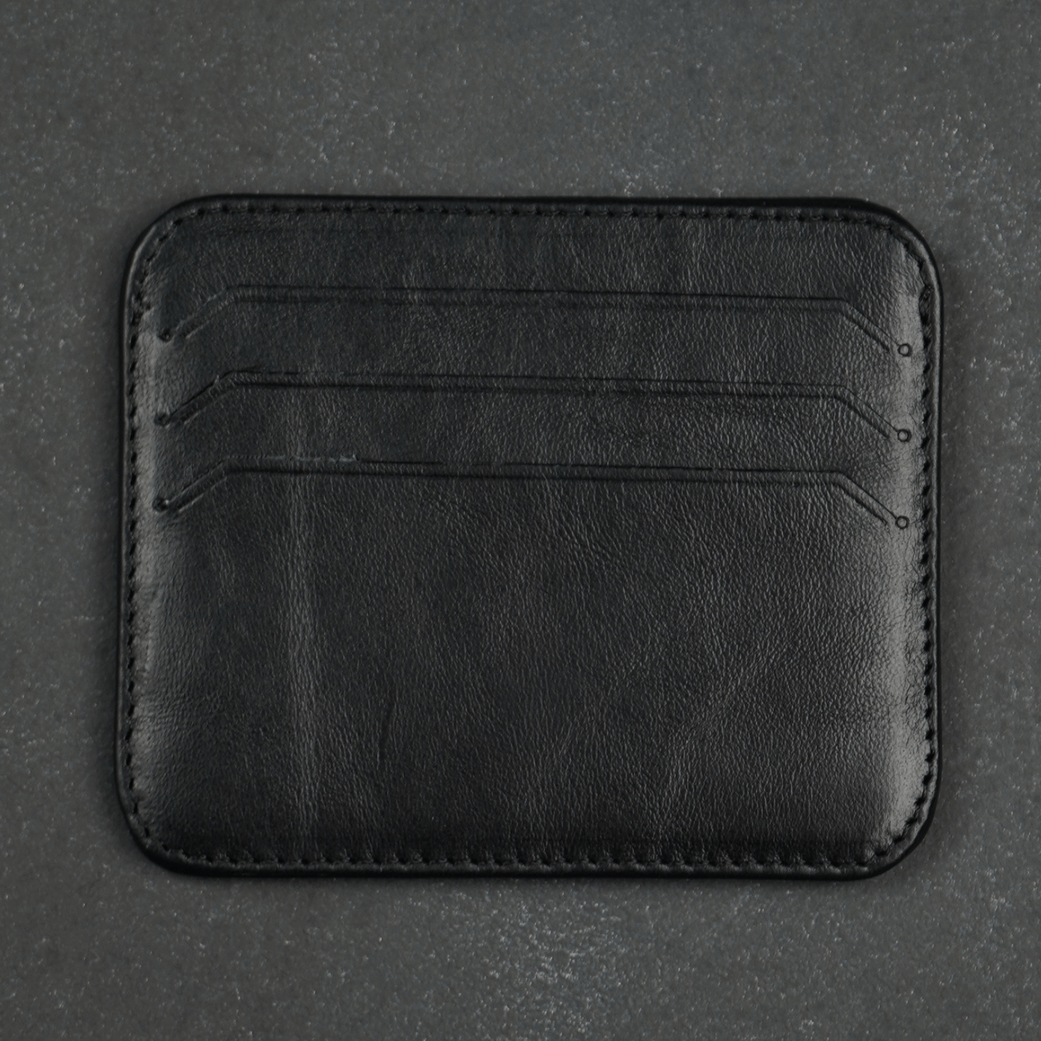 Black Leather Thin Card Holder Wallet - LEATHERE