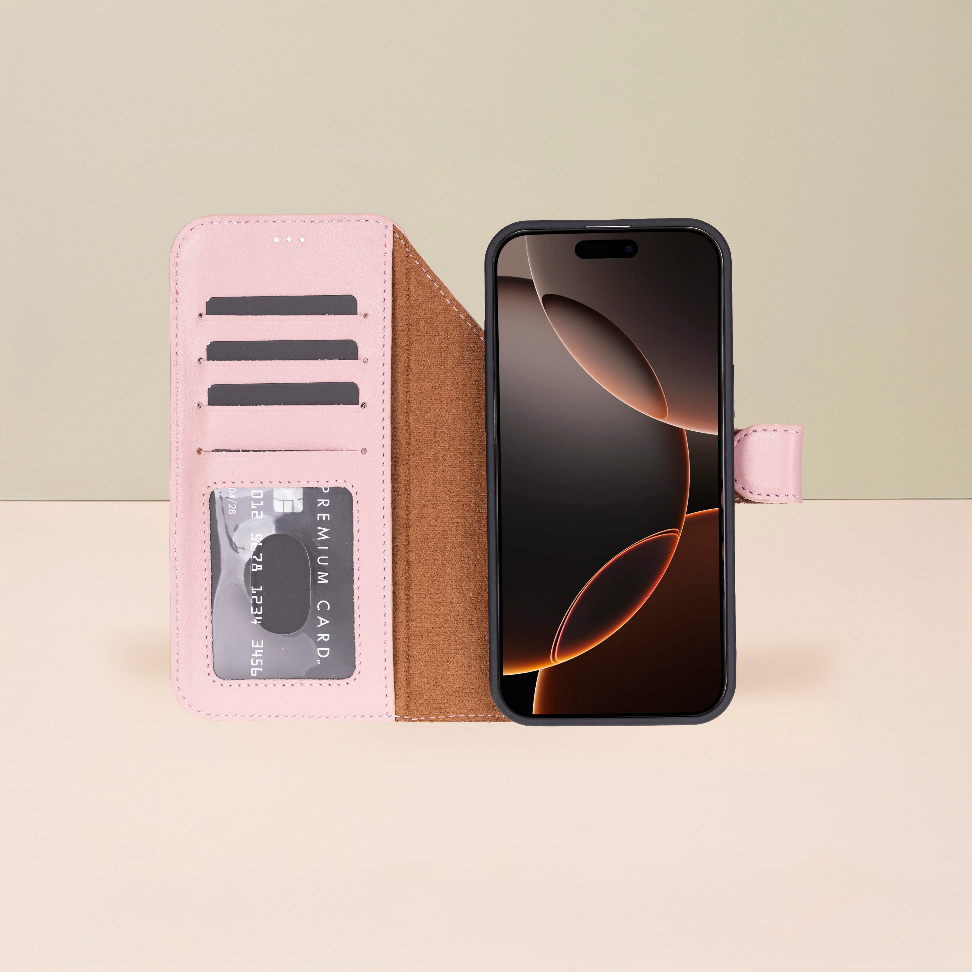 Leather iPhone 17 Pro Max Wallet Case – Pink - Austin