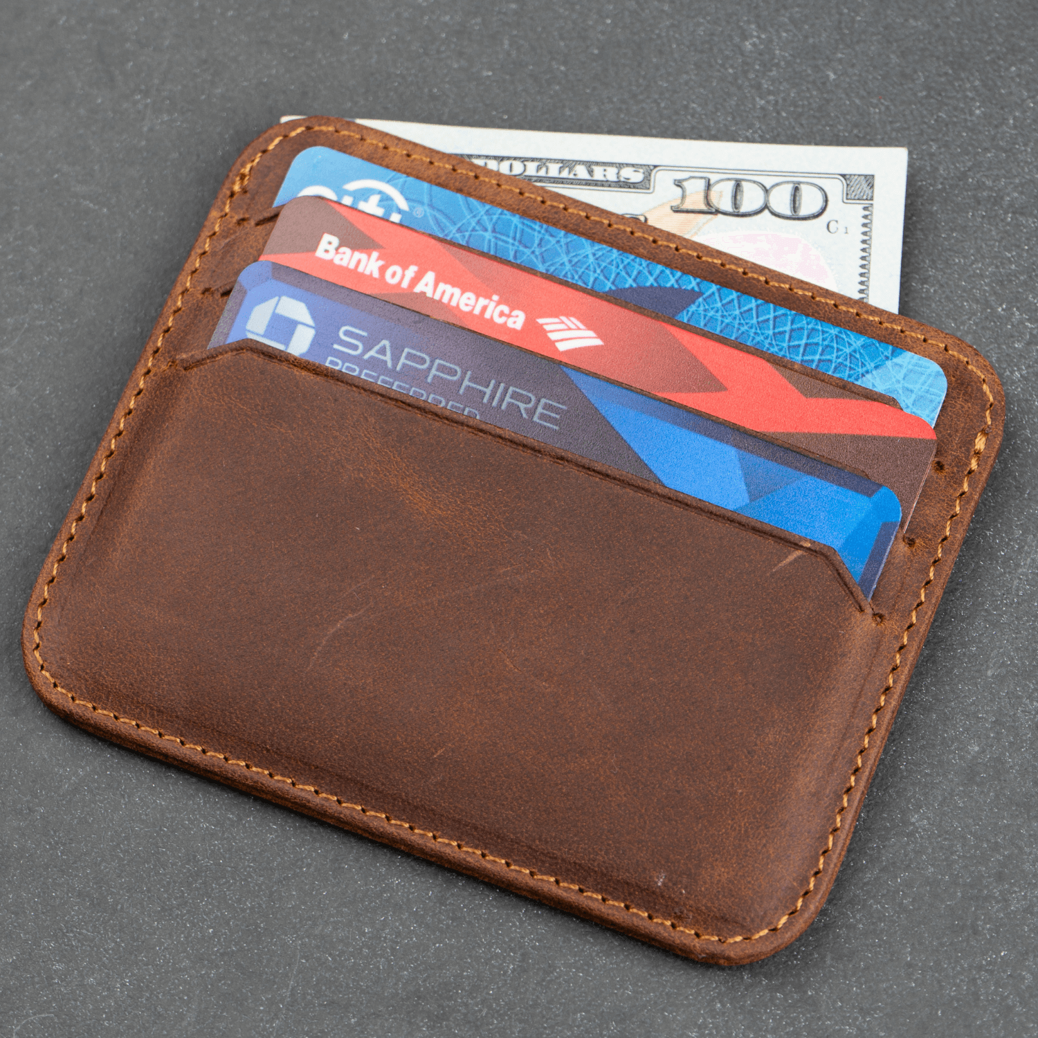 Fine Leather Card Holder - Dark Brown - Bellevue