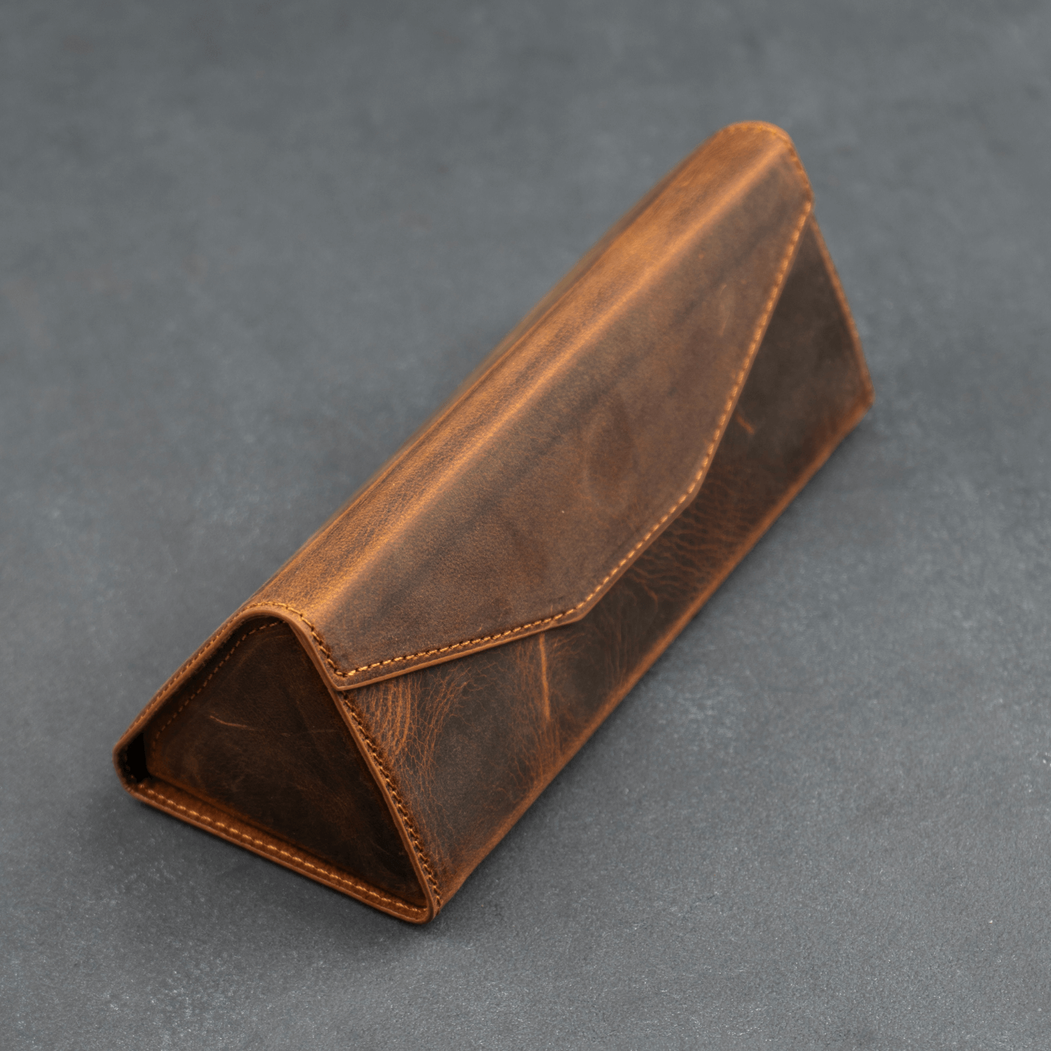 Dark Brown Leather Sunglasses Case - LEATHEREE