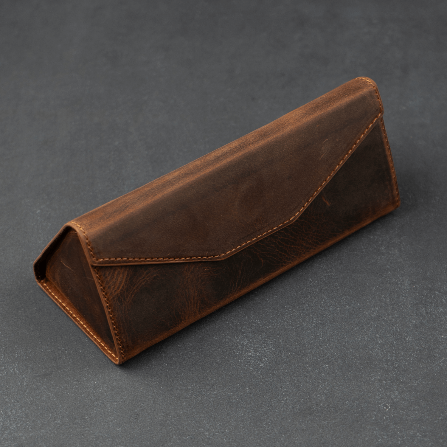 Dark Brown Leather Sunglasses Case - LEATHEREE