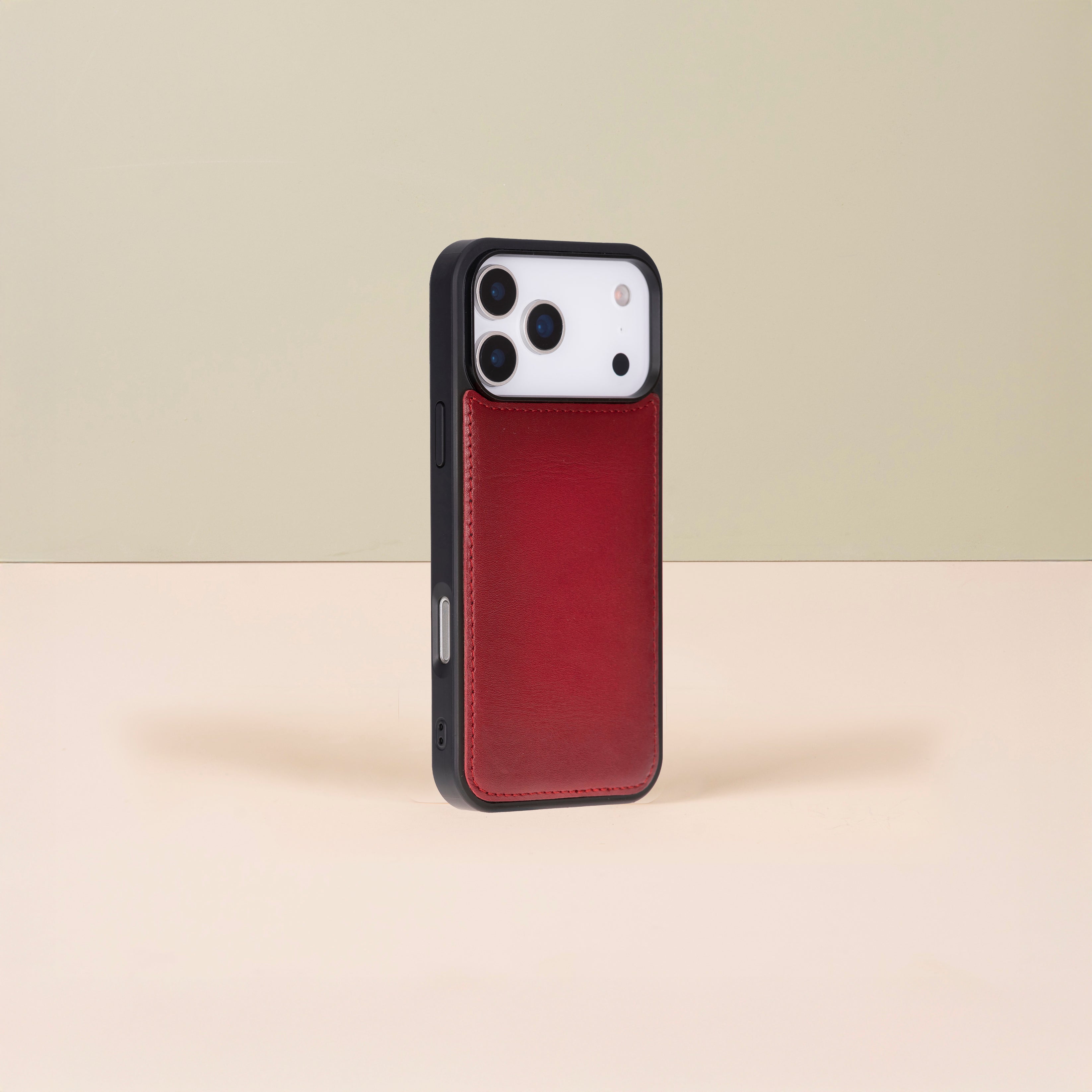 Leather iPhone 17 Pro Wallet Case – Red - Austin