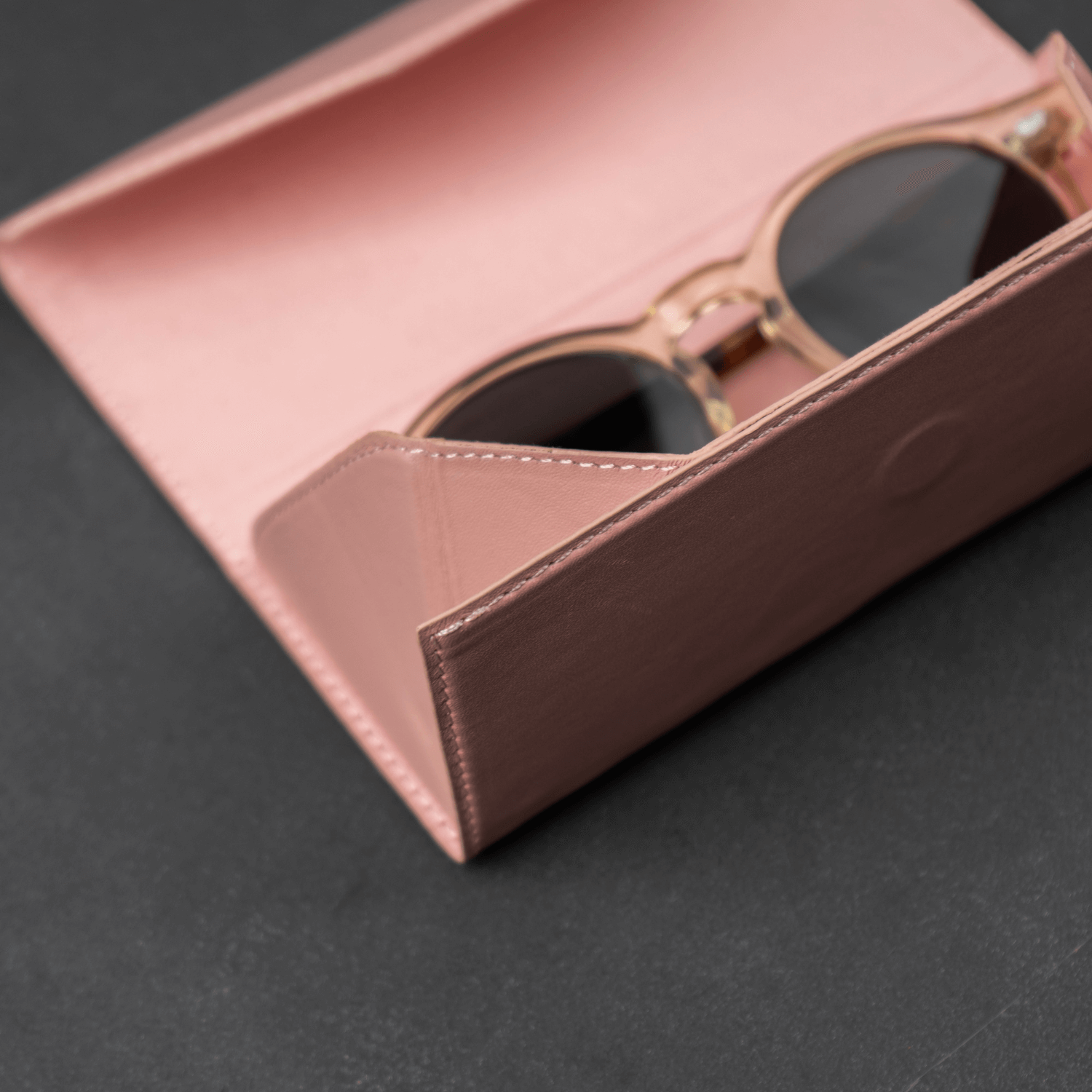 Pink Leather Sunglasses Case - LEATHEREE