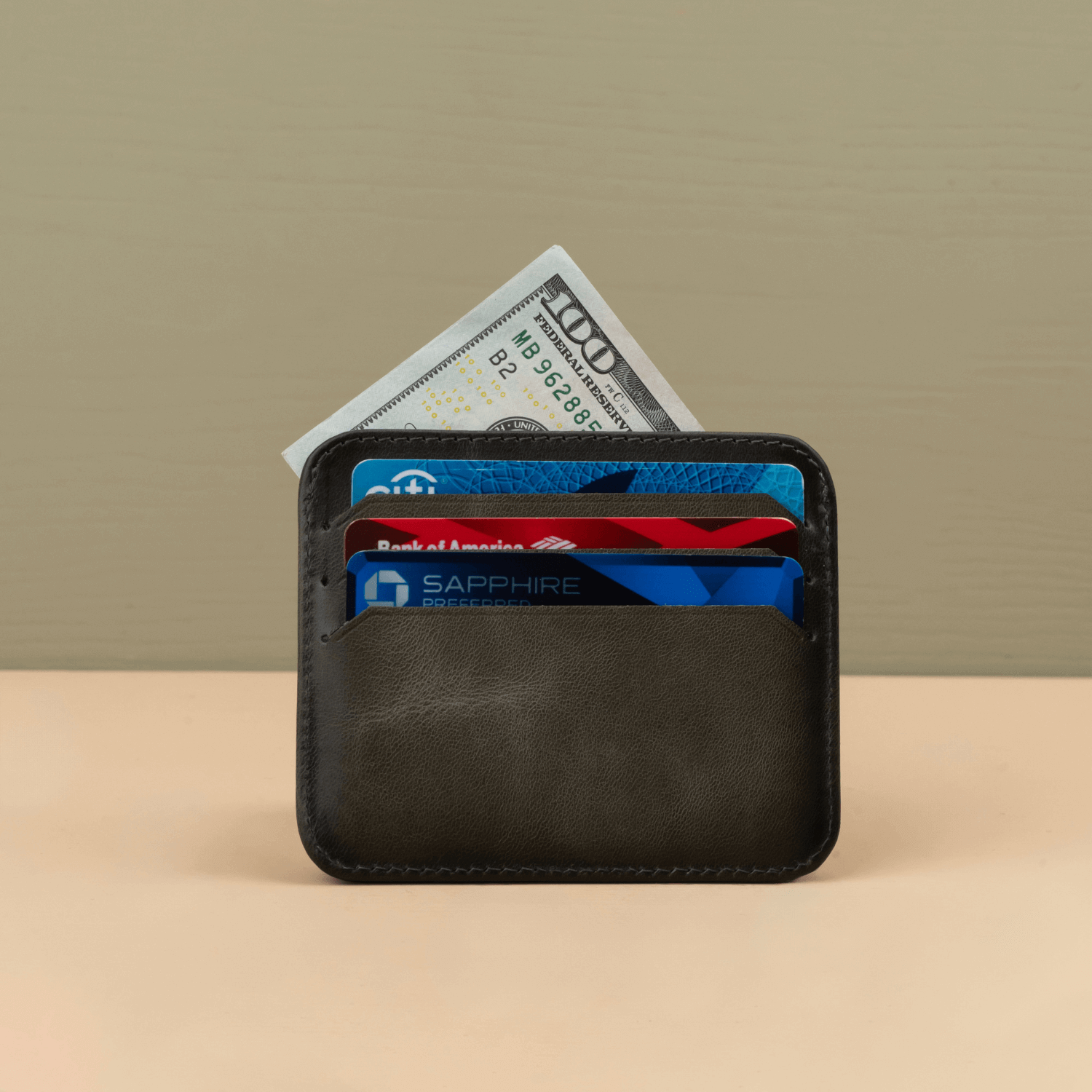 Fine Leather Card Holder - Grey - Bellevue