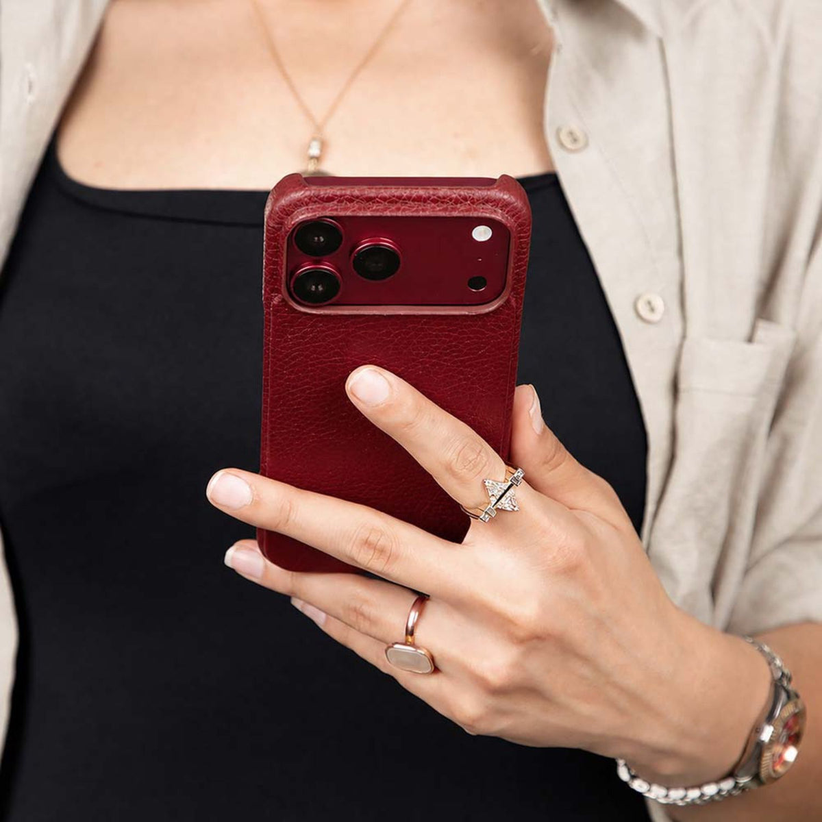 Charleston  Burgundy Pebbled Leather MagSafe Case for iPhone 18 Pro