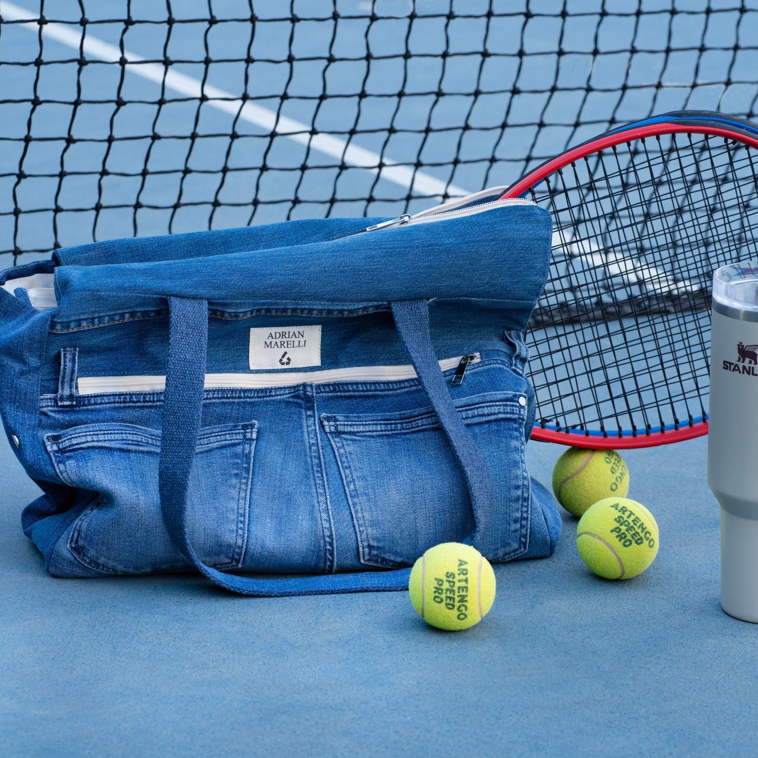 Upcycled Denim Sports Tote - Blue
