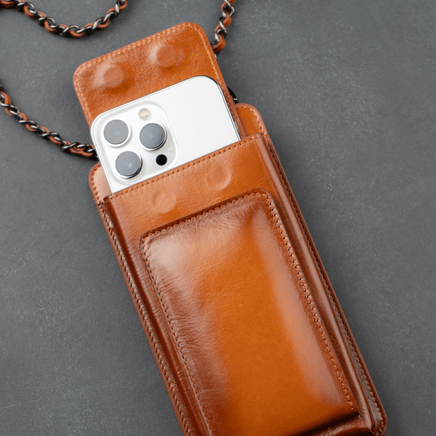 Brown Leather Crossbody Phone Bag & Wallet - LEATHERE