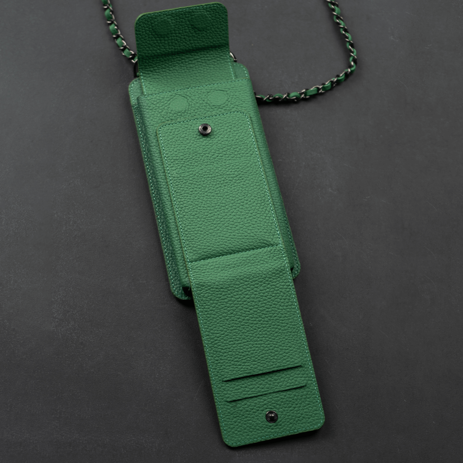 Green Leather Crossbody Phone Bag & Wallet - LEATHERE