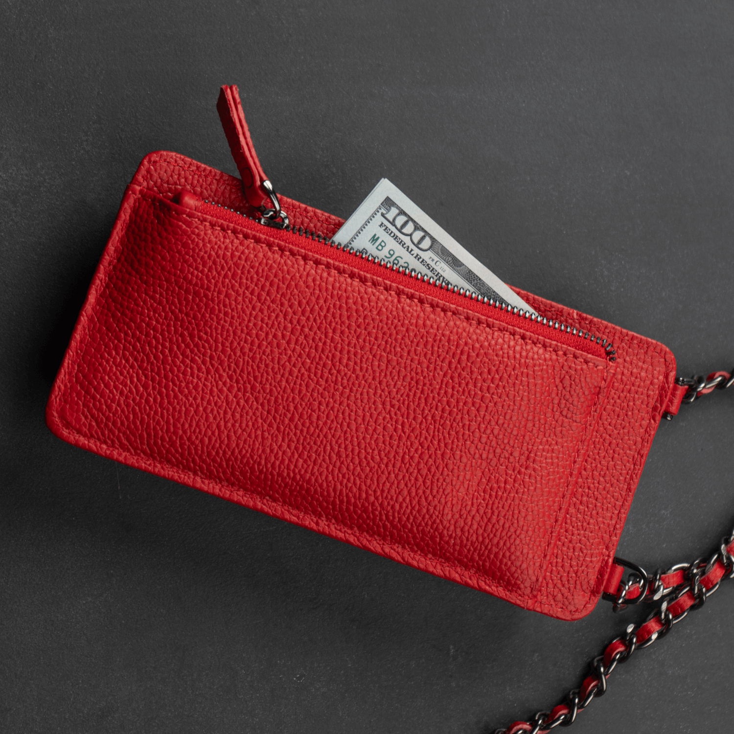 Red Leather Crossbody Phone Bag & Wallet - LEATHERE