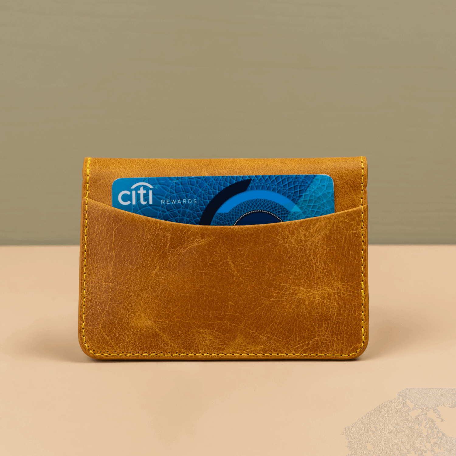 Yellow Leather Thin Wallet with Card Holder - LEATHERE