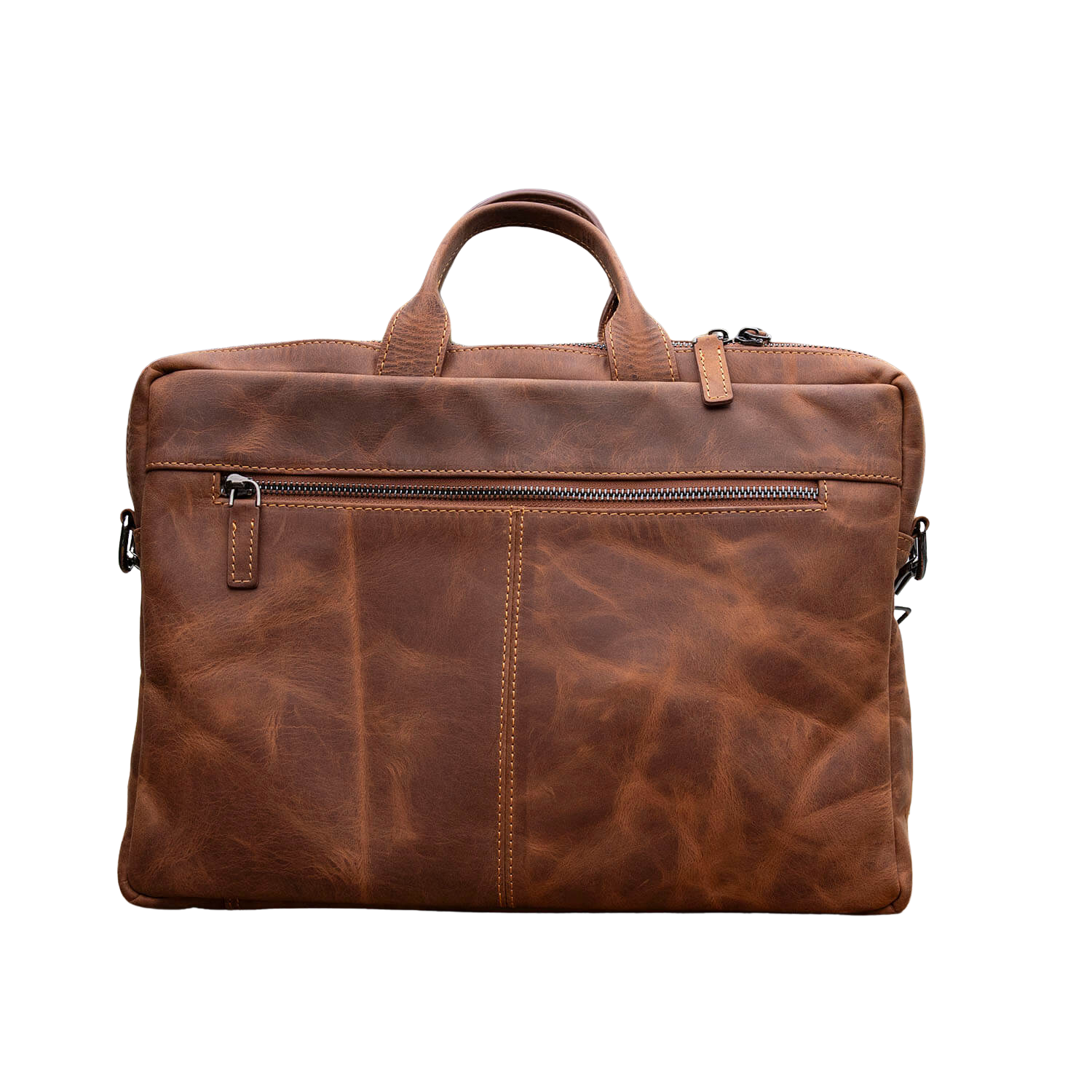 Classic Leather Laptop Bag - Dark Brown - Hollywood