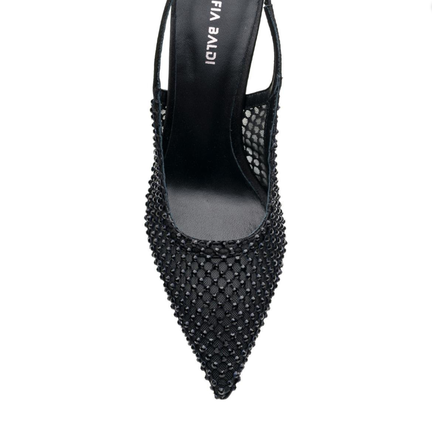 Black Rhinestone Mesh Pointed Toe Slingback Heels - Black - Bakersfield