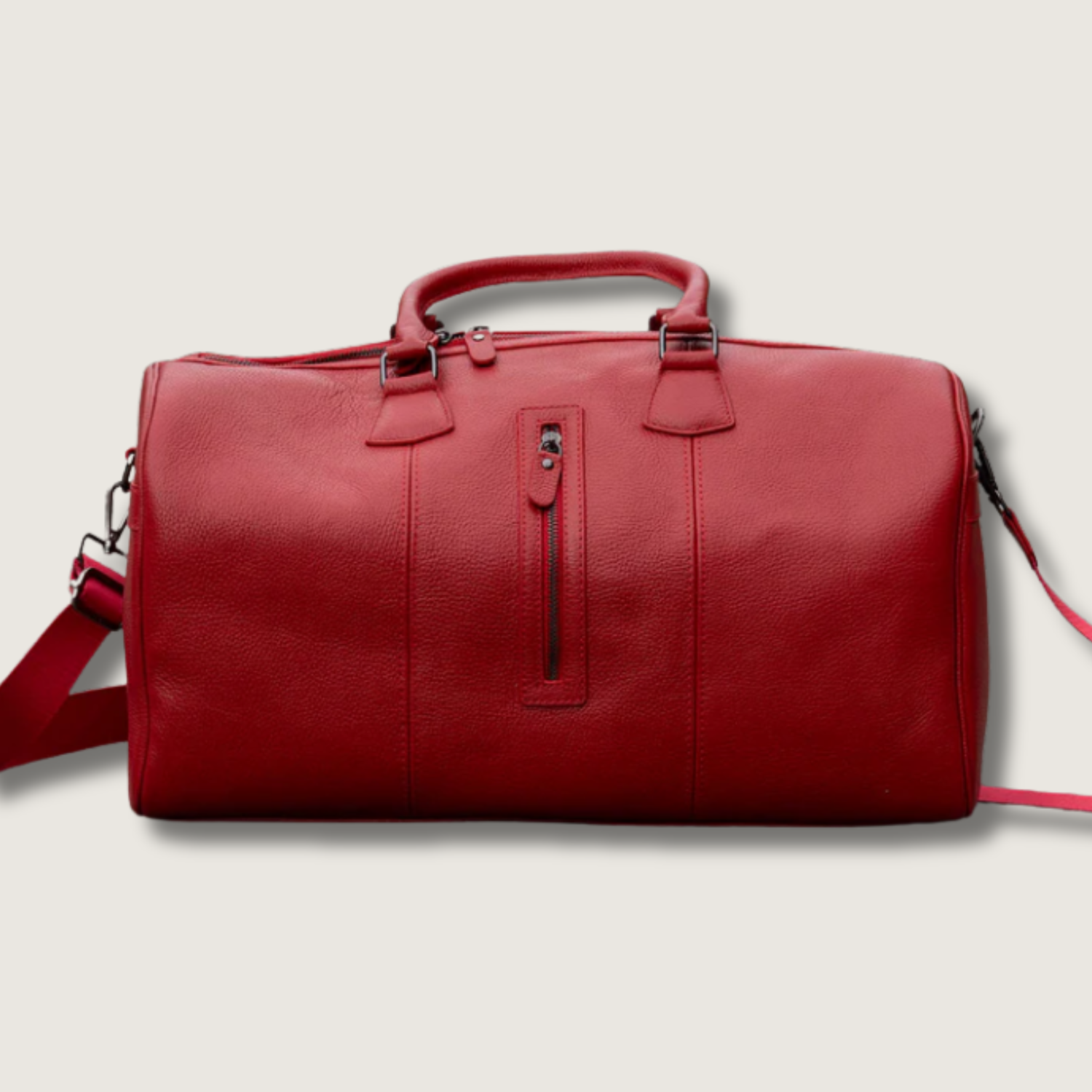 Vintage Leather Weekender Bag - Red - Edison
