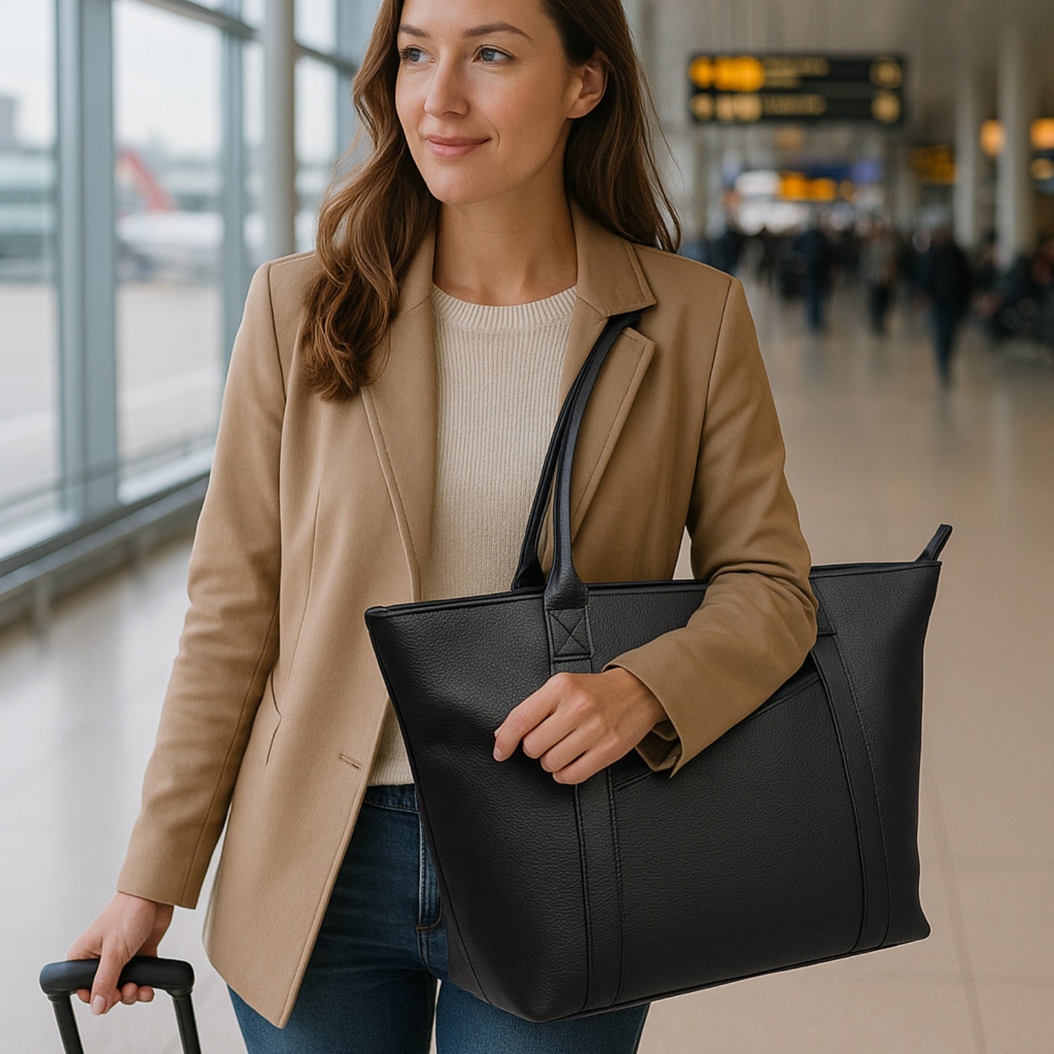 The Leathere New York Tote - Black