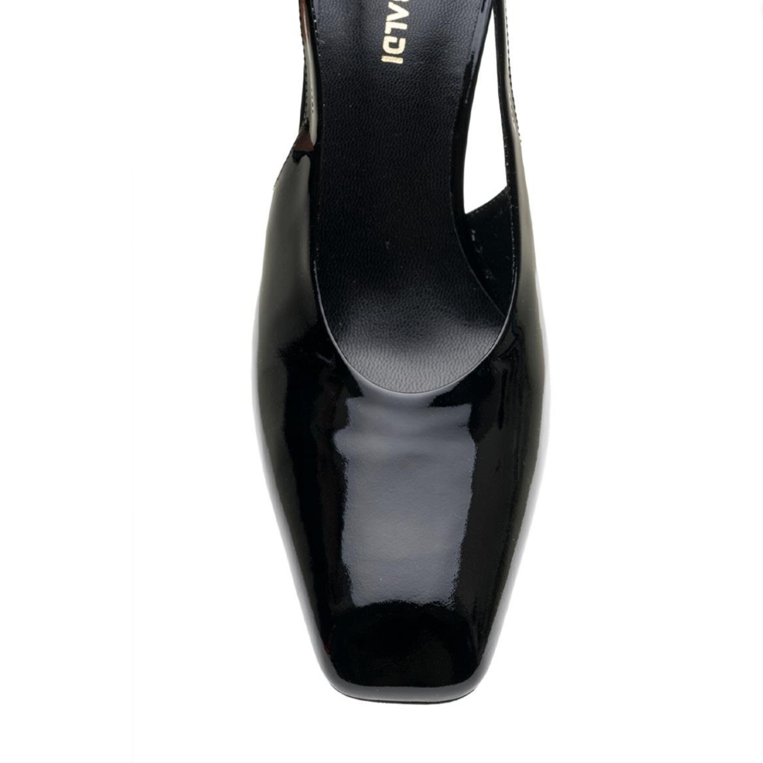 Black Patent Leather Slingback Block Heel Pumps - Classic Office Heels - Black - Camden