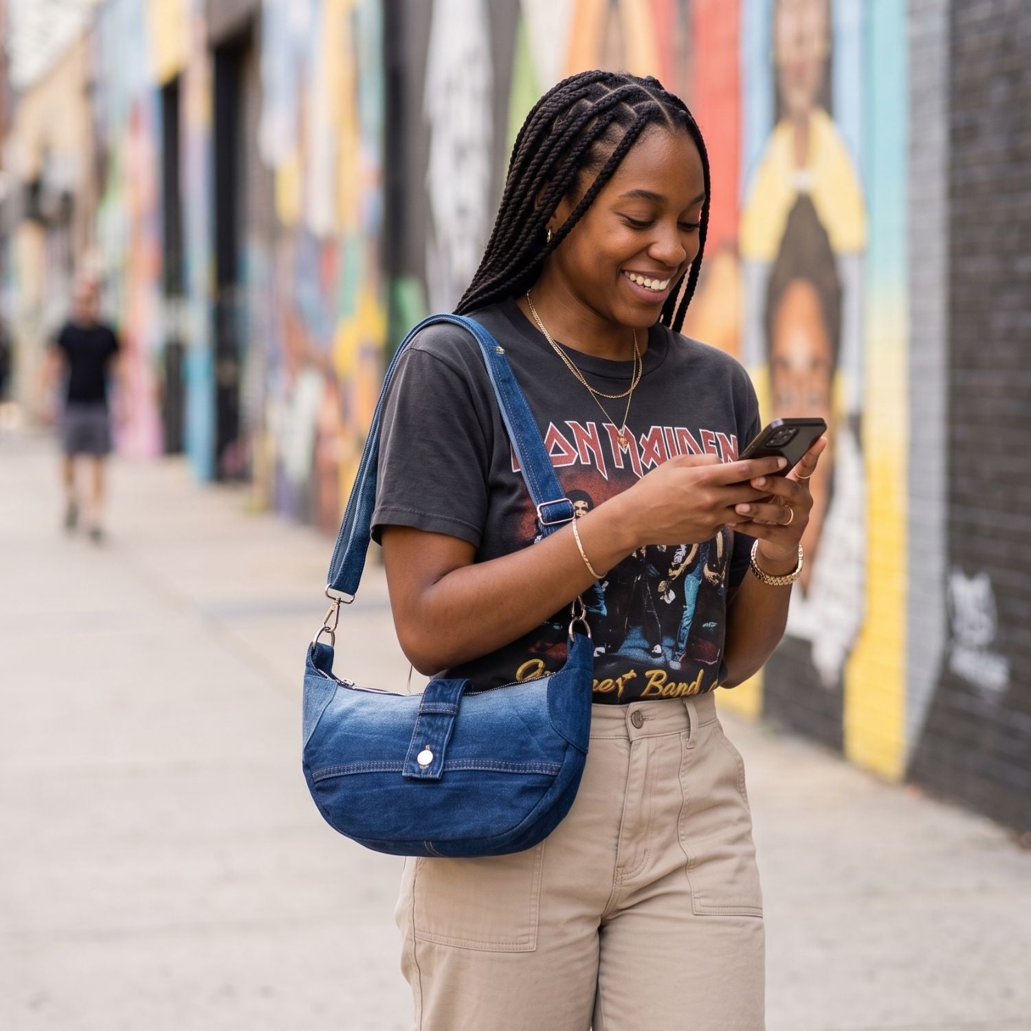 Brooklyn Crescent — Upcycled Denim Crossbody