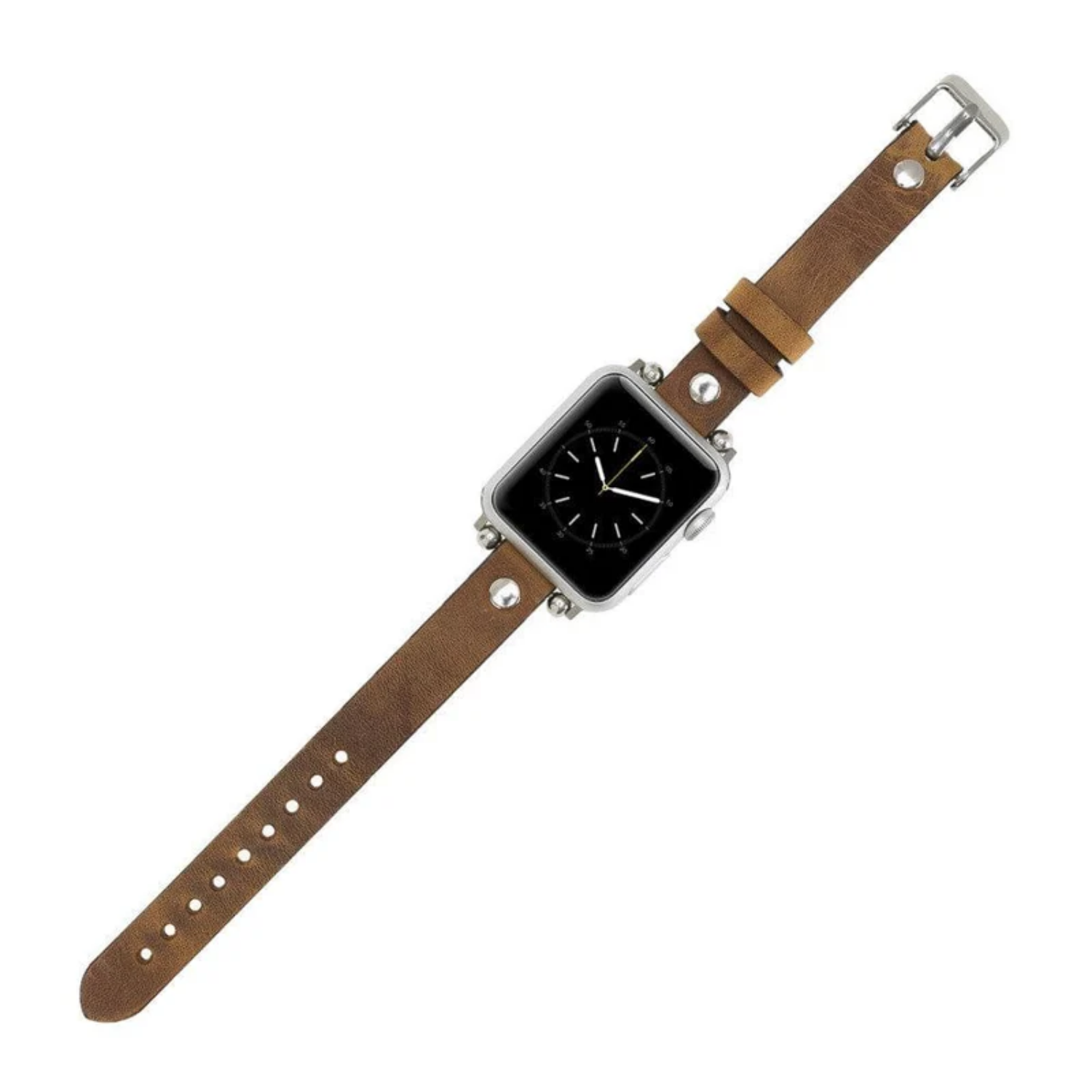 Caramel Leather Slim Apple Watch Band with Rivet - LEATHERE