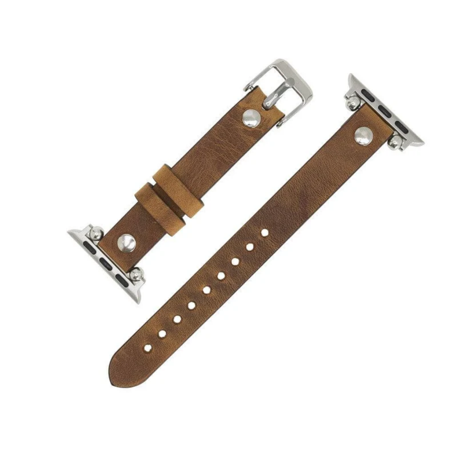 Caramel Leather Slim Apple Watch Band with Rivet - LEATHERE