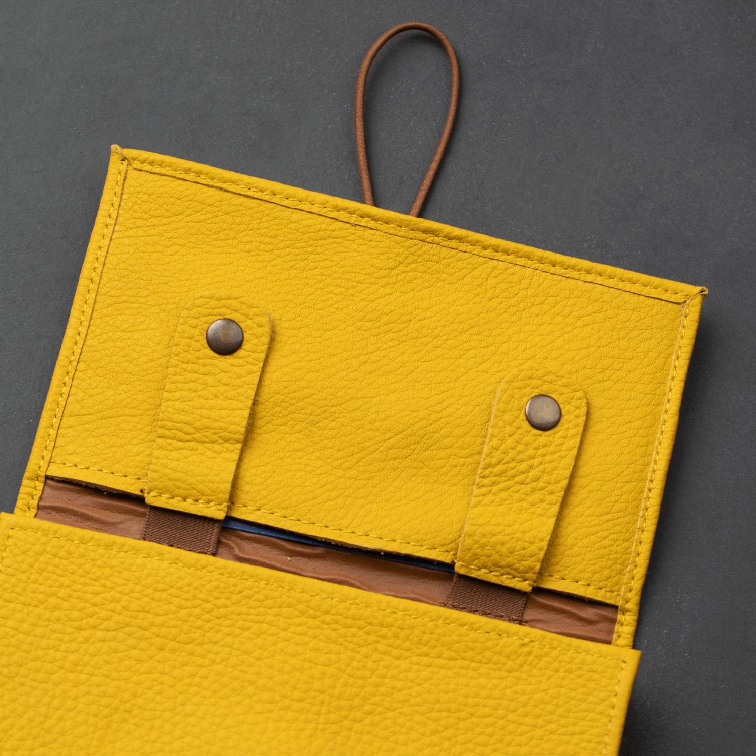 Yellow Leather Travel Cable & Tech Organizer - LEATHERE