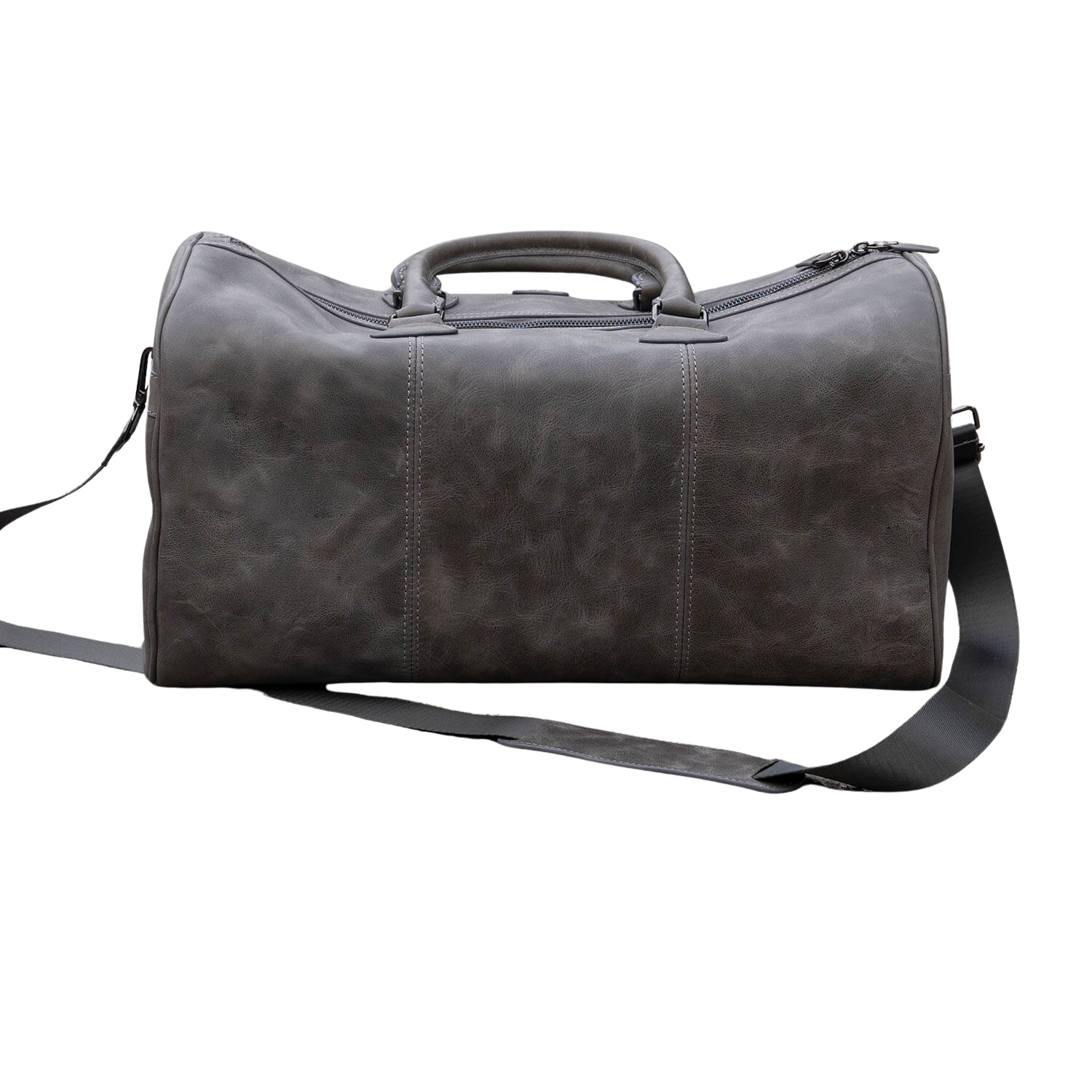 Vintage Leather Weekender Bag - Grey - Edison