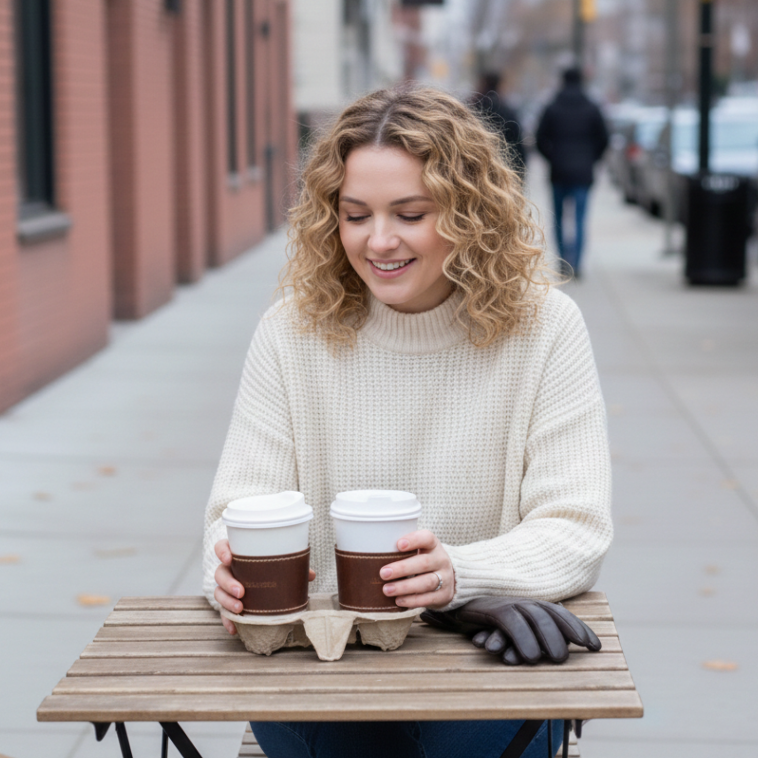 Savannah Leather Coffee Cup Sleeve Set (Pair)