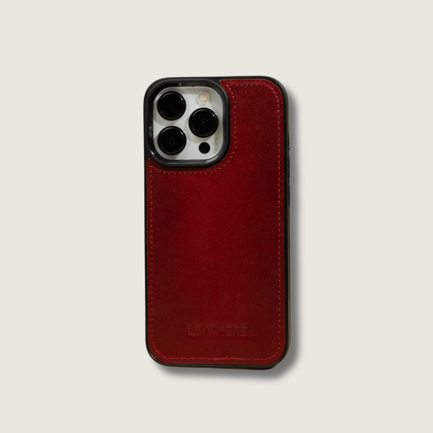 iPhone 15 Series Red Leather Case - Austin