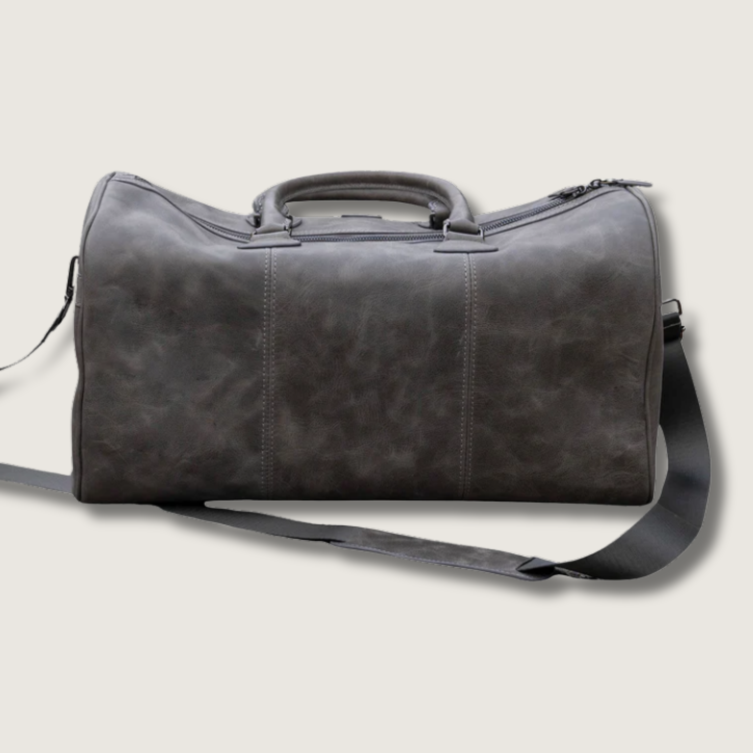 Vintage Leather Weekender Bag - Grey - Edison