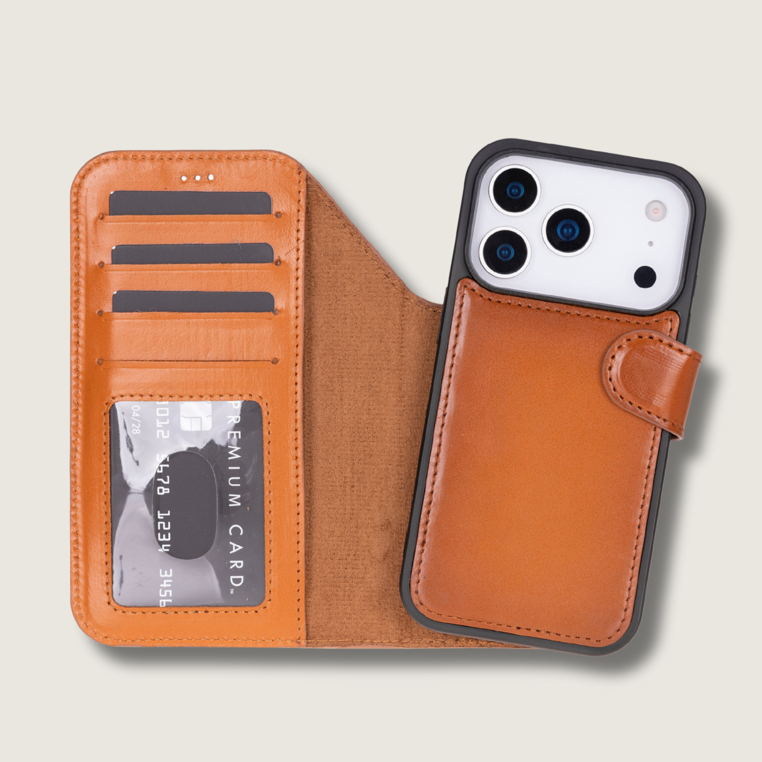 Leather iPhone 17 Pro Wallet Case – Rustic Brown - Austin