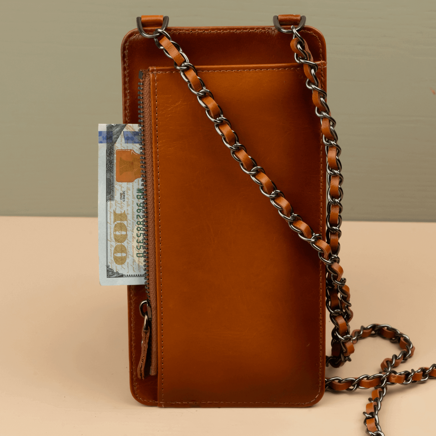 Brown Leather Crossbody Phone Bag & Wallet - LEATHERE