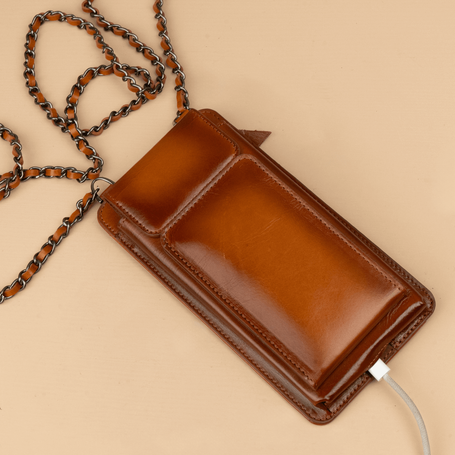 Brown Leather Crossbody Phone Bag & Wallet - LEATHERE