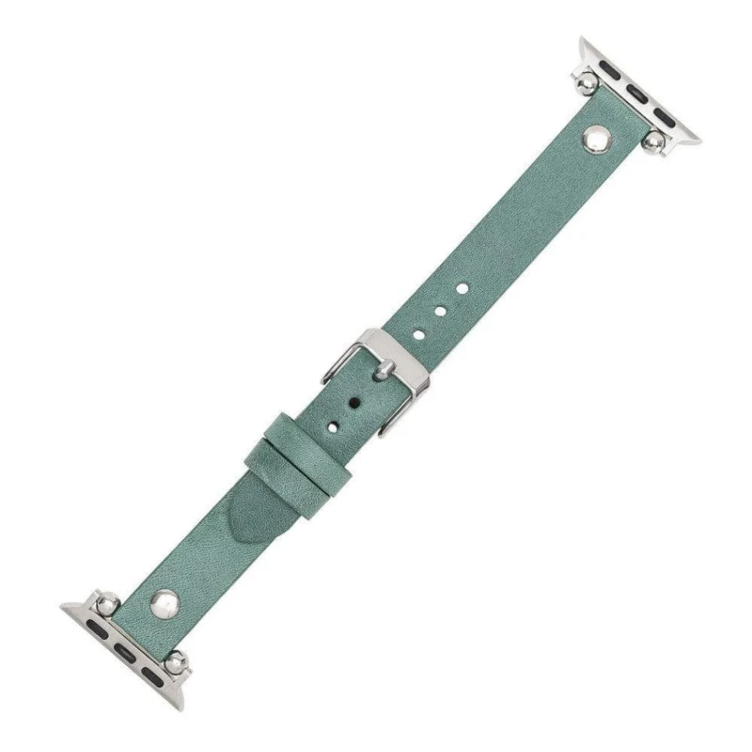 Mint Green Leather Slim Apple Watch Band with Rivet - LEATHERE