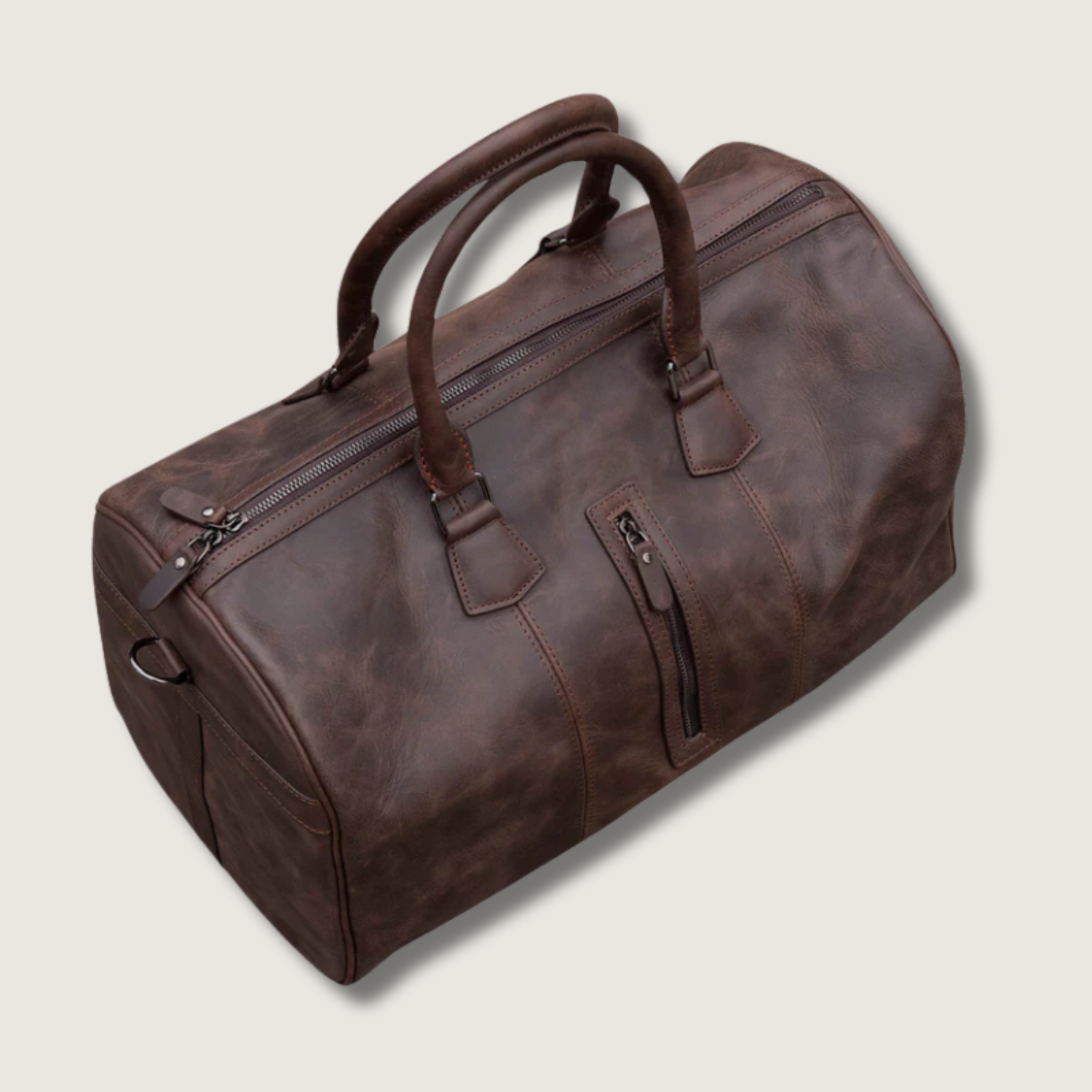 Vintage Leather Weekender Bag - Dark Brown - Edison