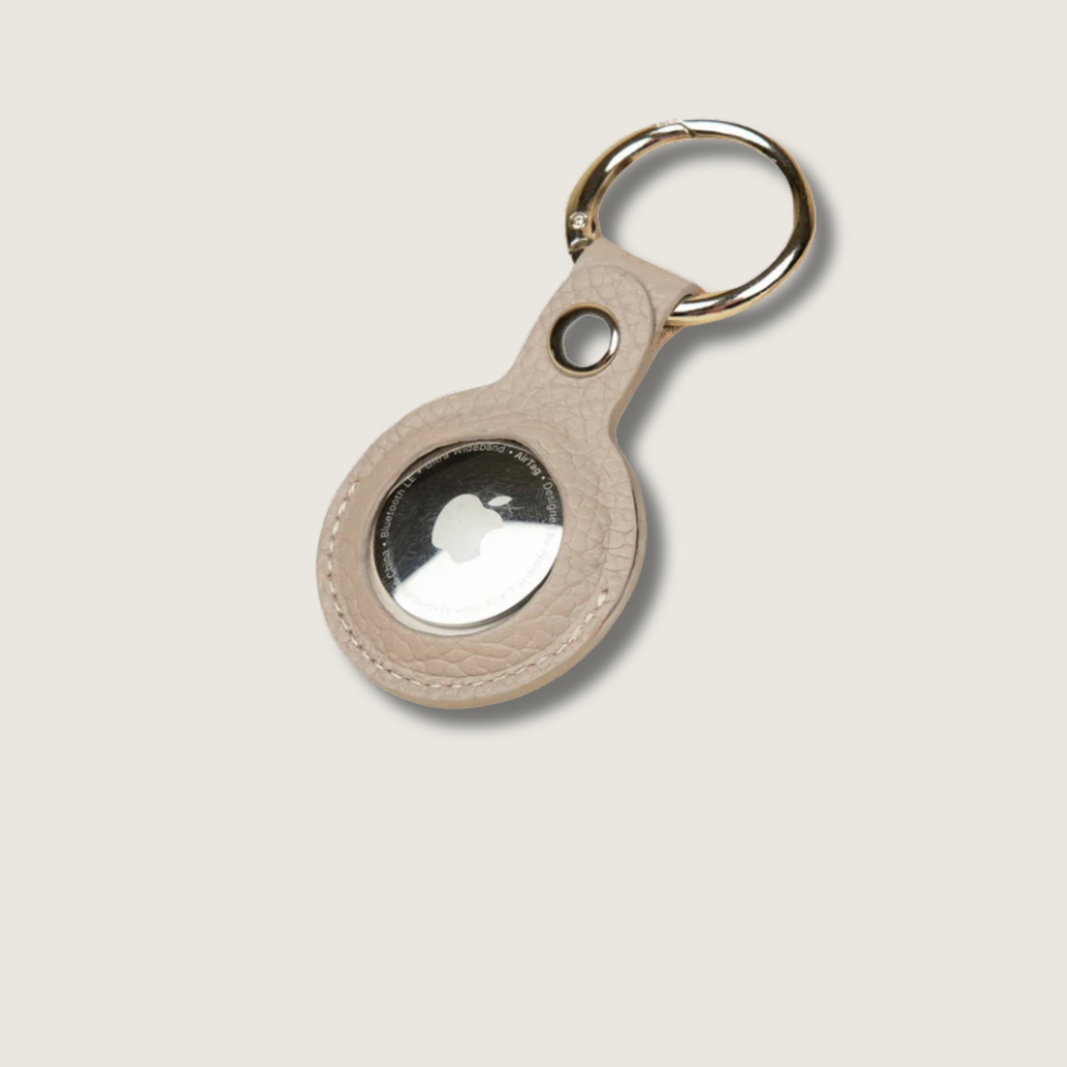Premium Leather AirTag Holder - Light Beige - Orlando
