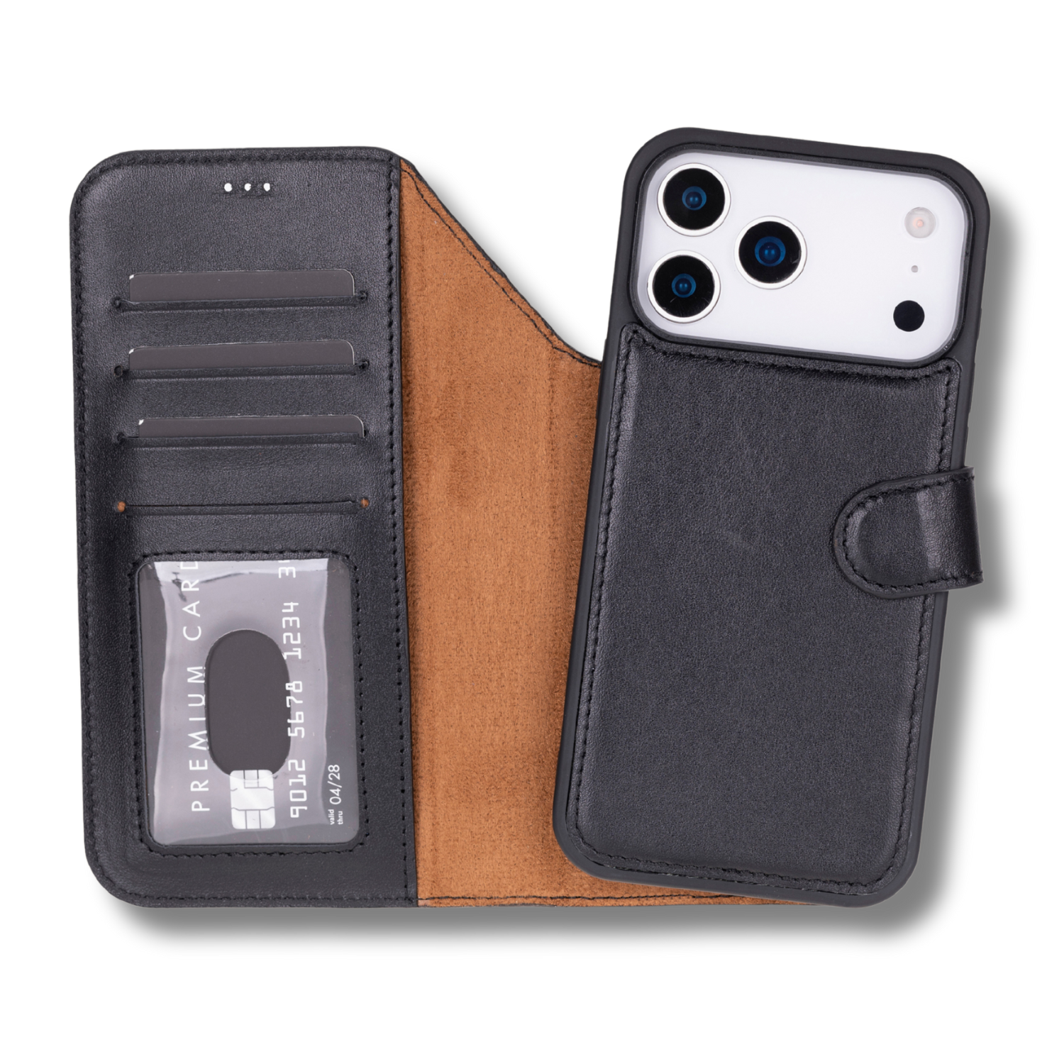 Leather iPhone 17 Pro Max Wallet Case – Black - Austin