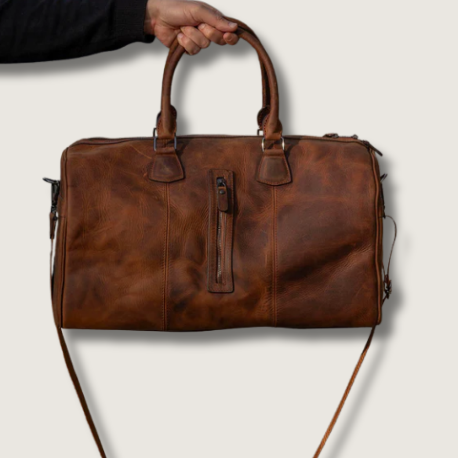Vintage Leather Weekender Bag - Brown - Edison
