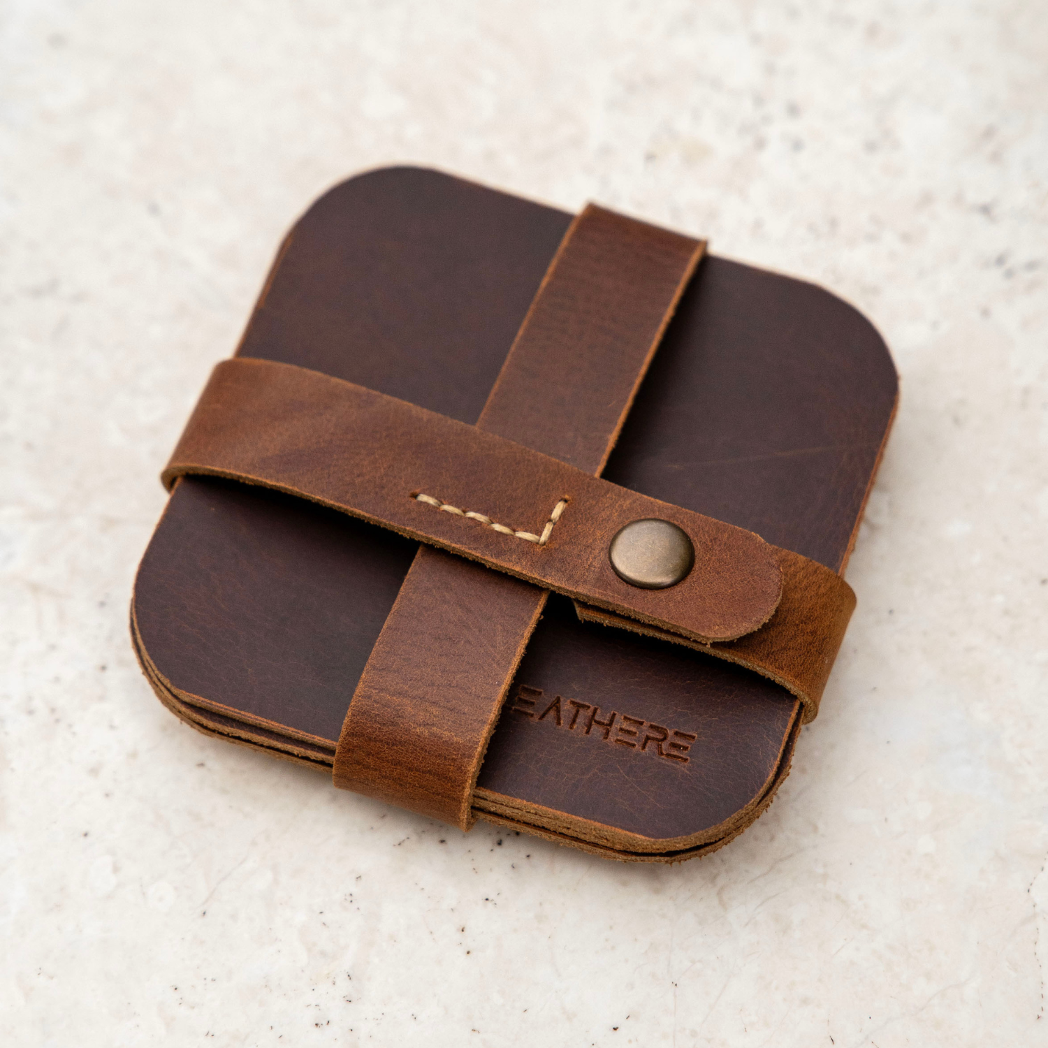 LEATHERE Leather Coffee Coaster Set — Set of 4- Hialeah