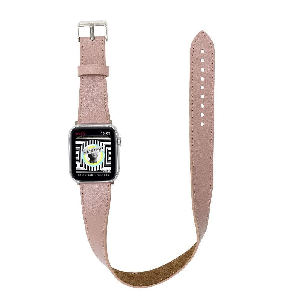 Pink Leather Double Tour Apple Watch Band - LEATHERE