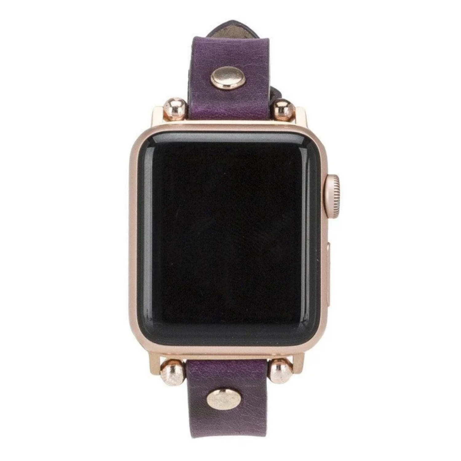 Deep Purple Leather Slim Apple Watch Band with Rivet - LEATHERE