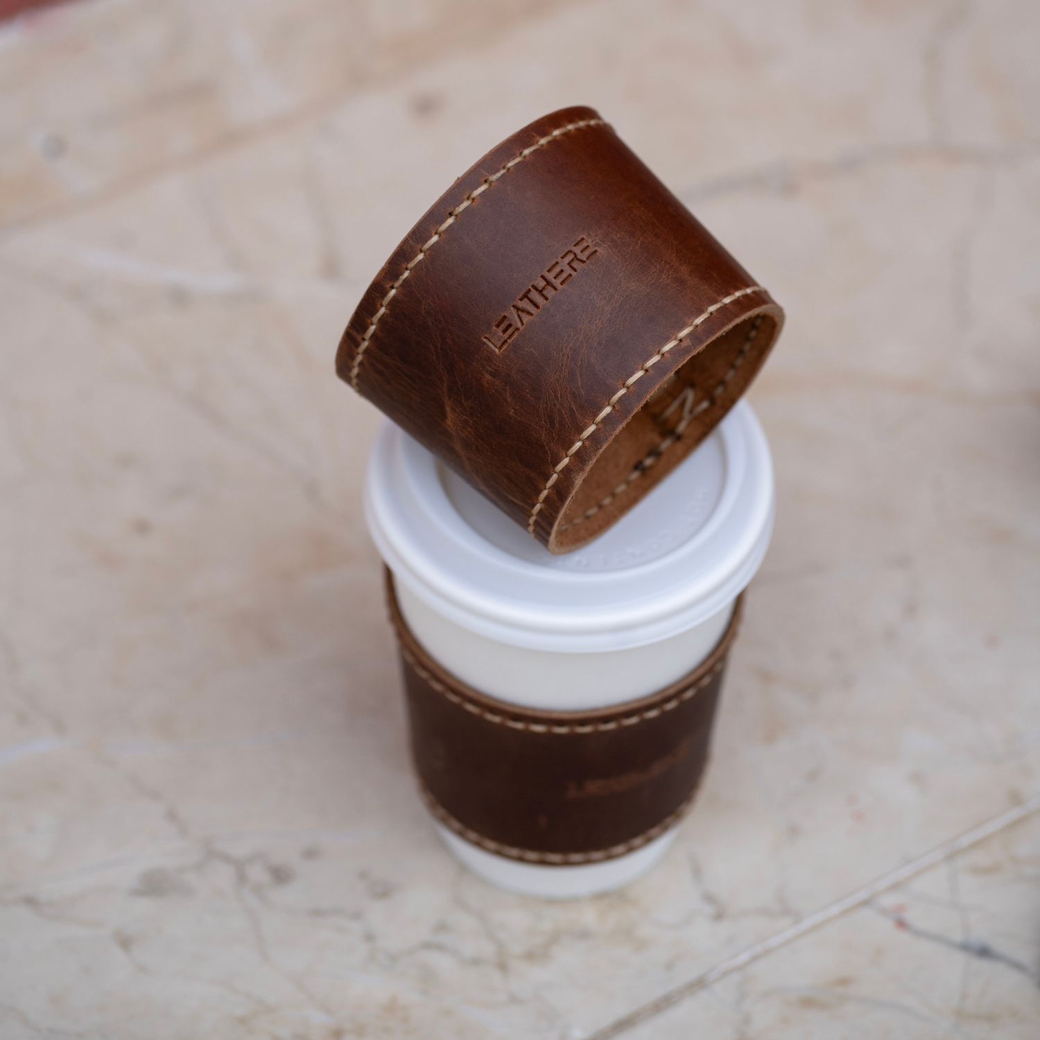 Savannah Leather Coffee Cup Sleeve Set (Pair)