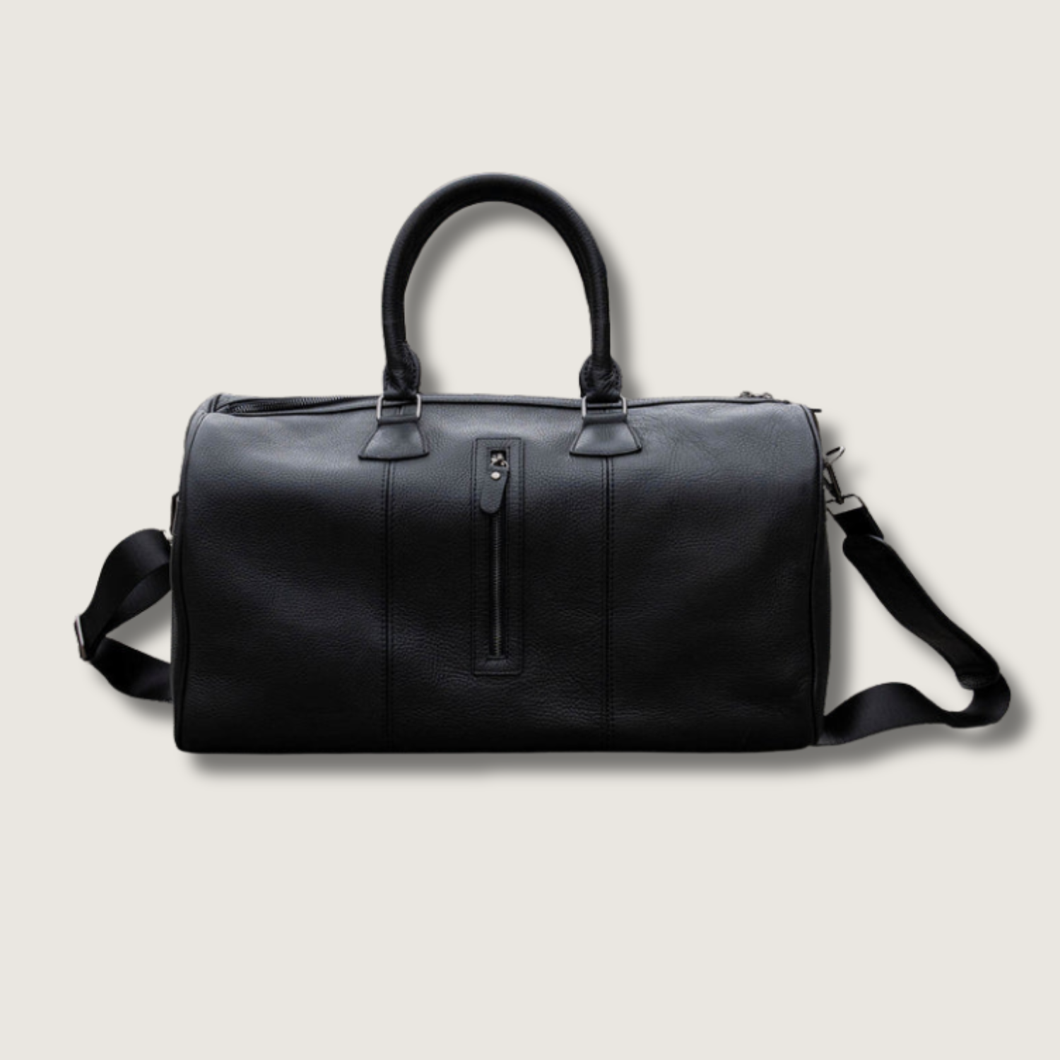 Vintage Leather Weekender Bag - Black - Edison