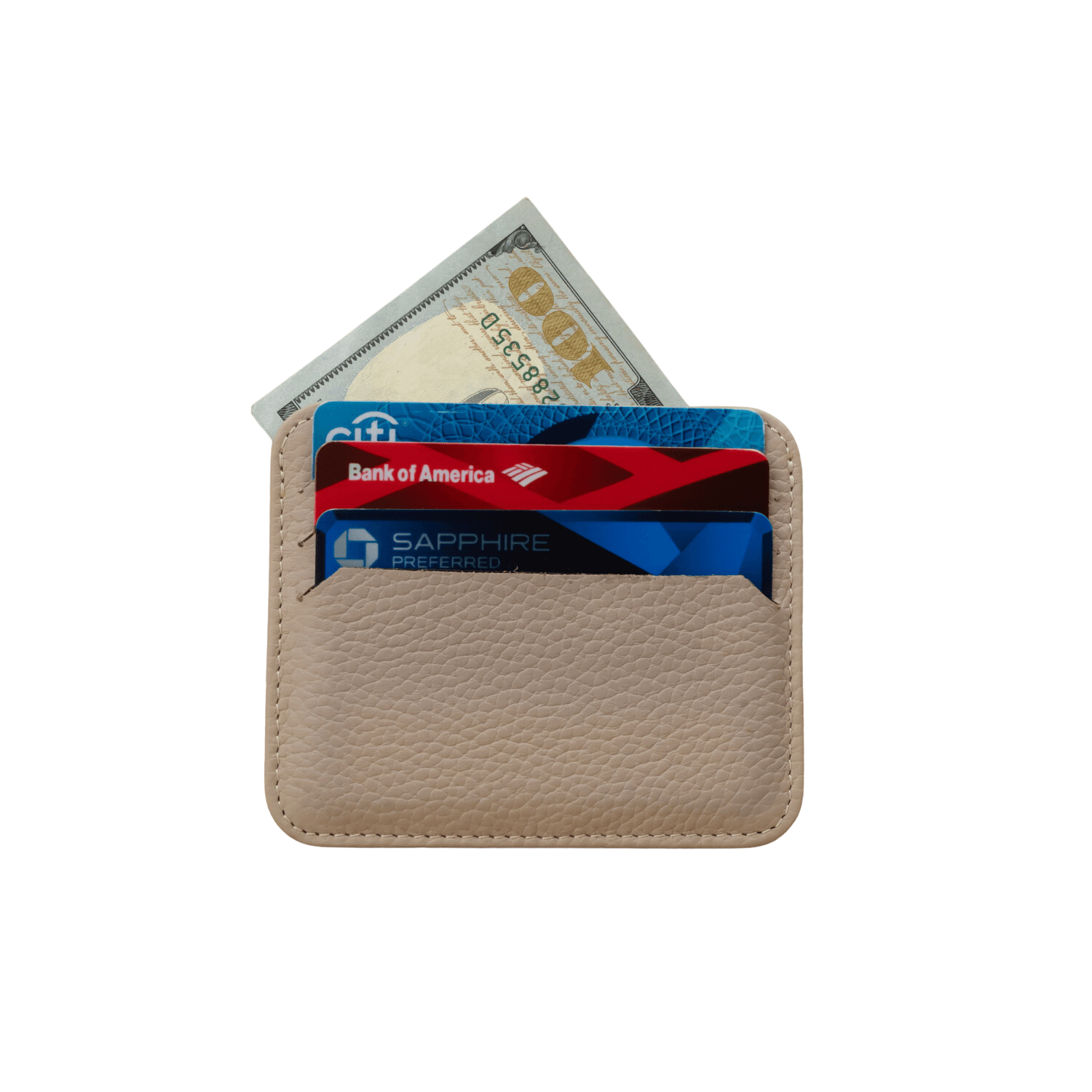 Cream Leather Thin Card Holder Wallet - LEATHERE