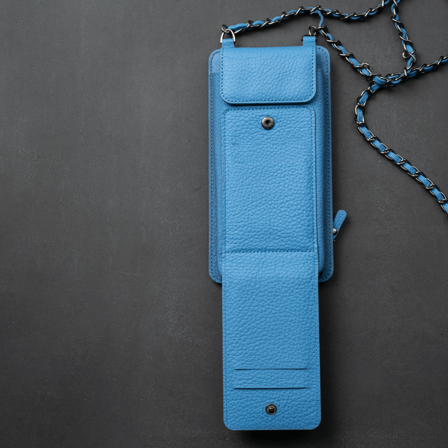 Blue Leather Crossbody Phone Bag & Wallet - LEATHERE