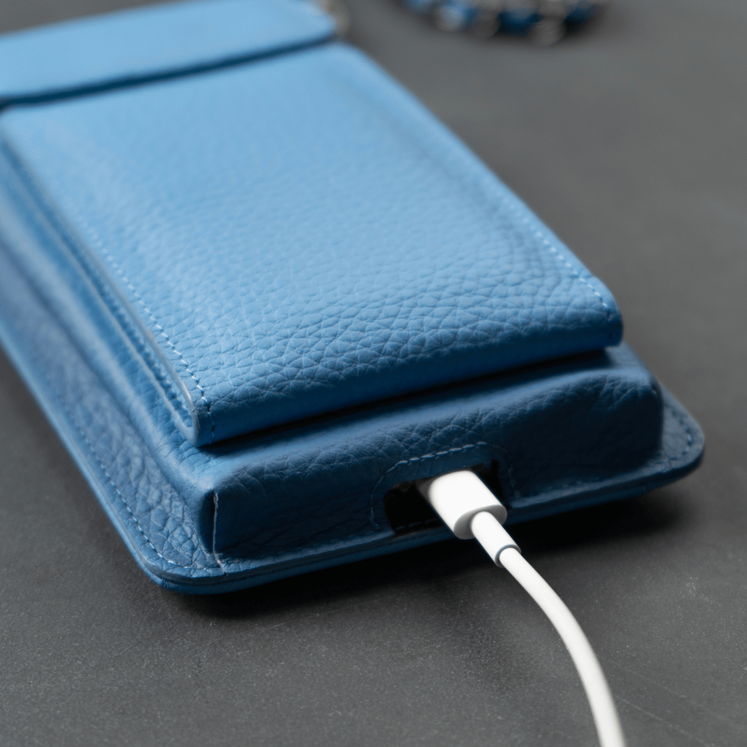 Blue Leather Crossbody Phone Bag & Wallet - LEATHERE