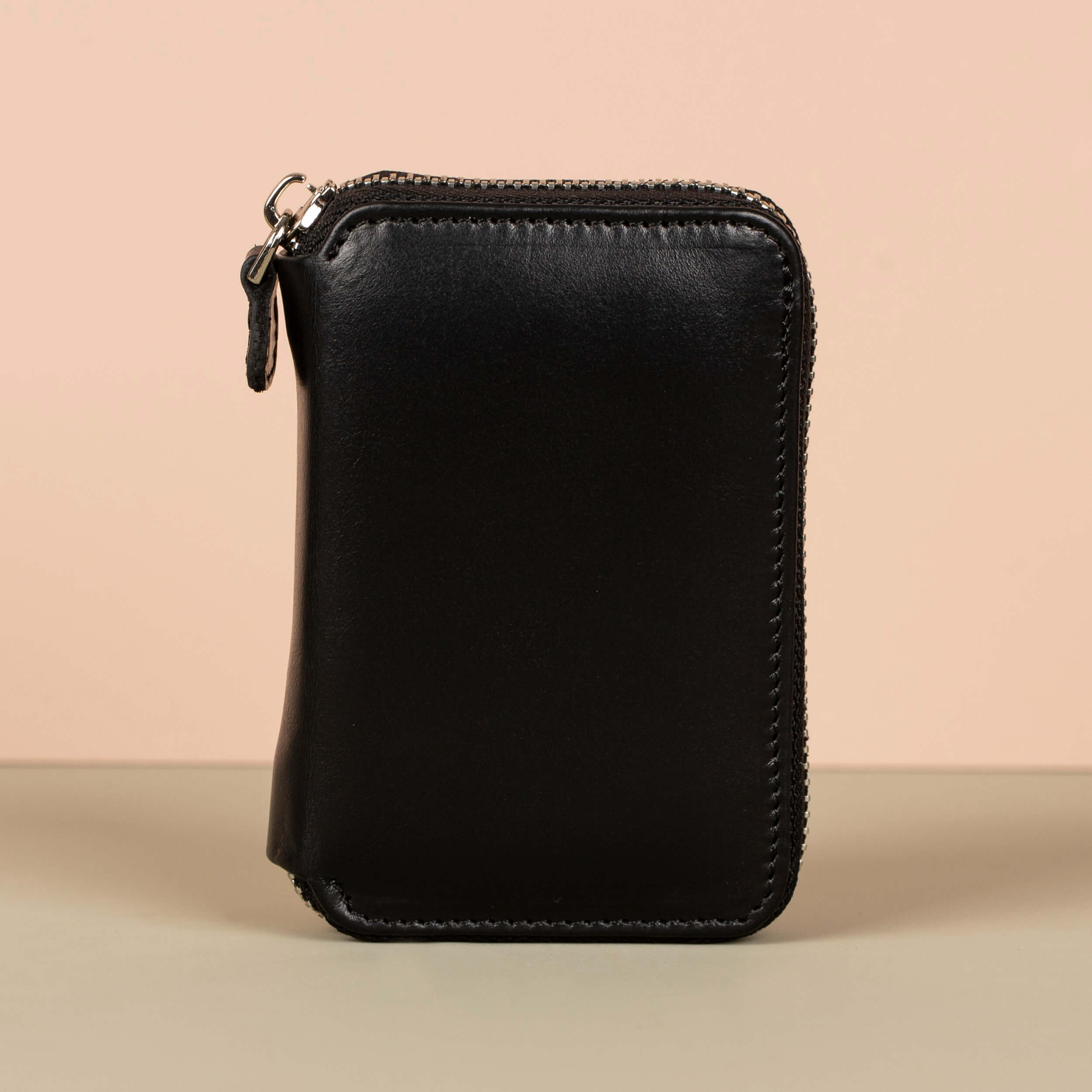 Premium Leather Zipper Wallet - Black - Anniston