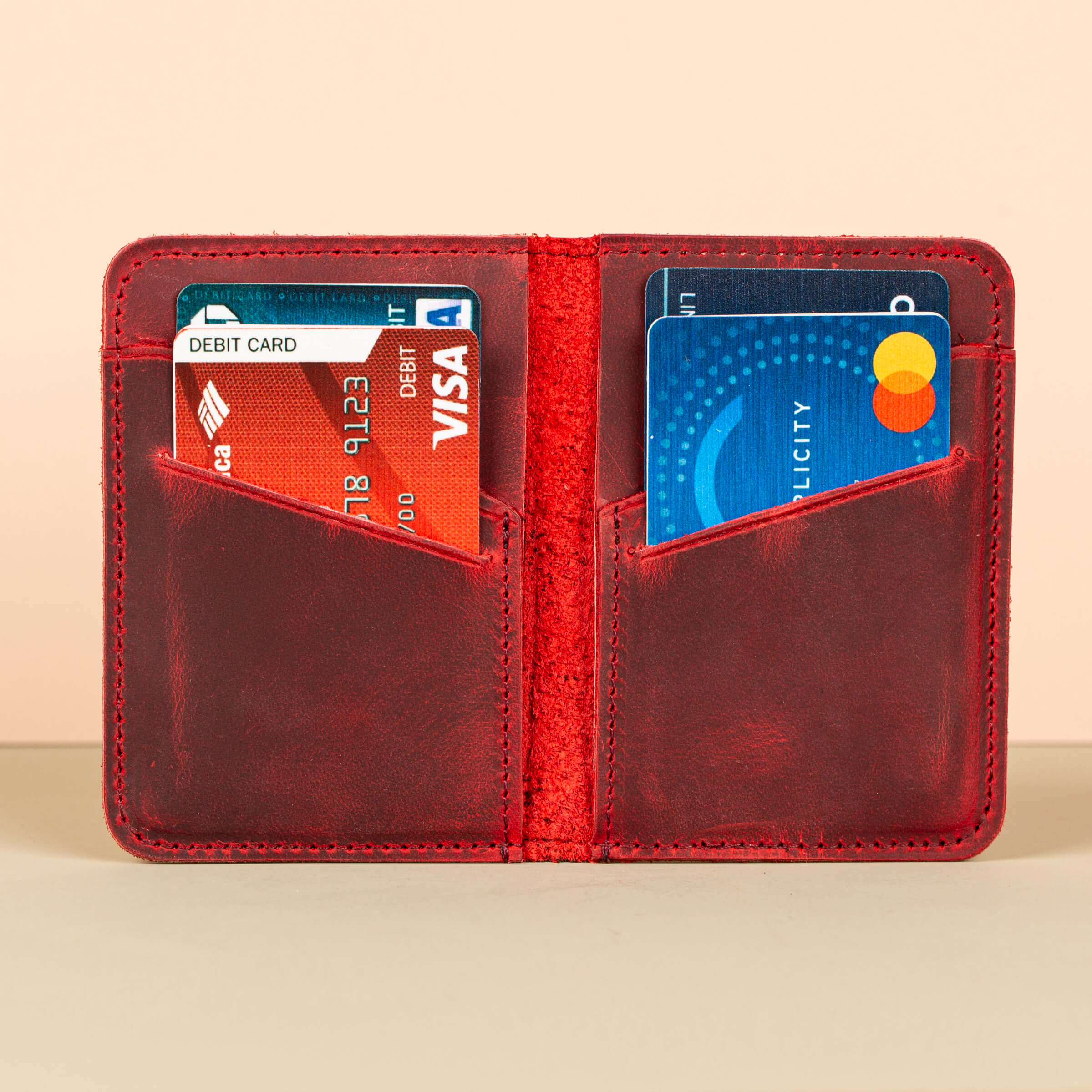 Classic Leather Cardholder Wallet - Red - Berkeley