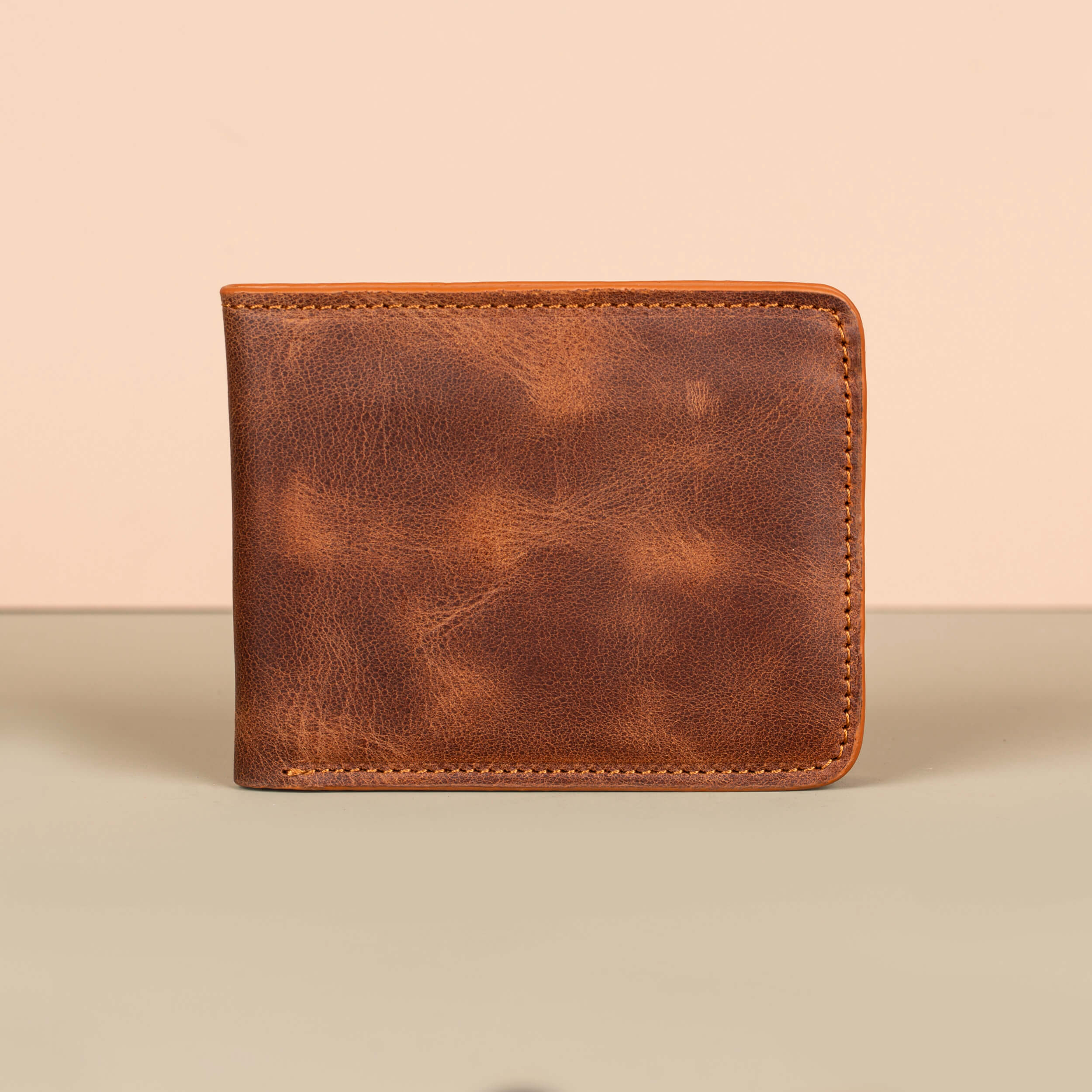 Premium Leather Bifold Wallet - Brown - Washington